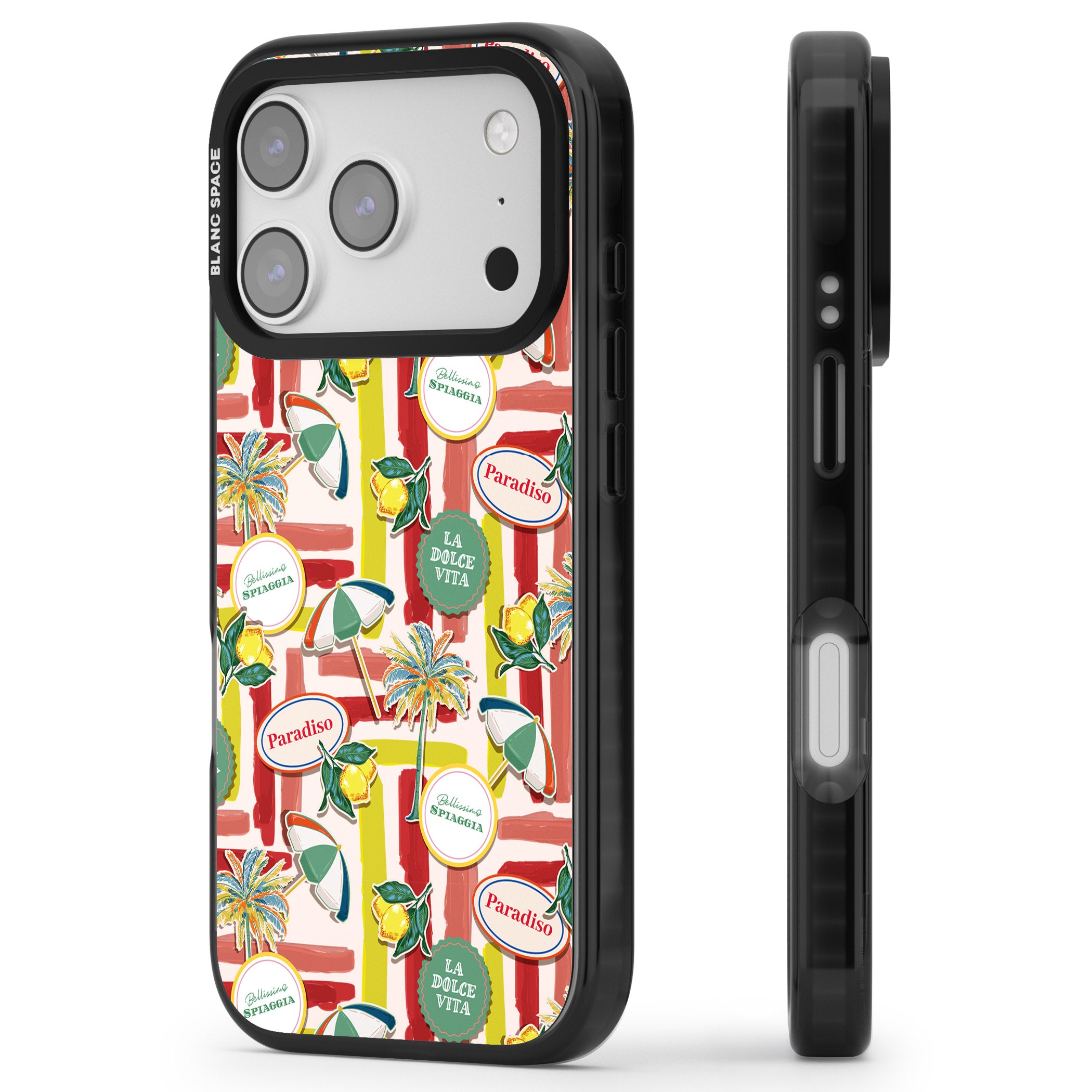 Paradiso Vibes iPhone 17 Pro Max Impact Pro Black Phone Case Side Profile