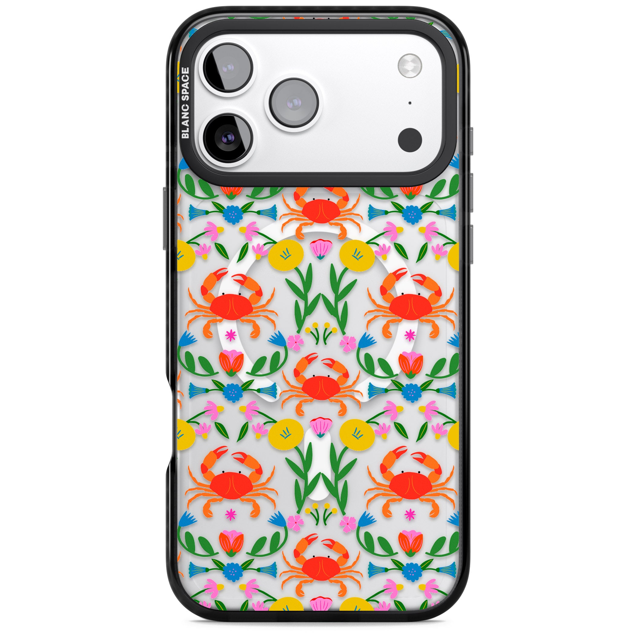 Crabs Flowers iPhone 17 Pro Max Impact Pro Black Phone Case