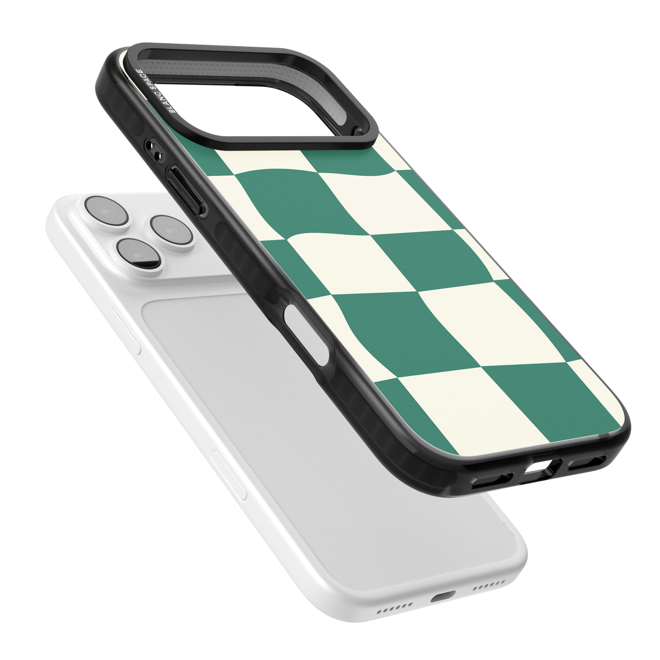 Green & Cream Wavy Check iPhone 17 Pro Max Impact Pro Black Phone Case Colours