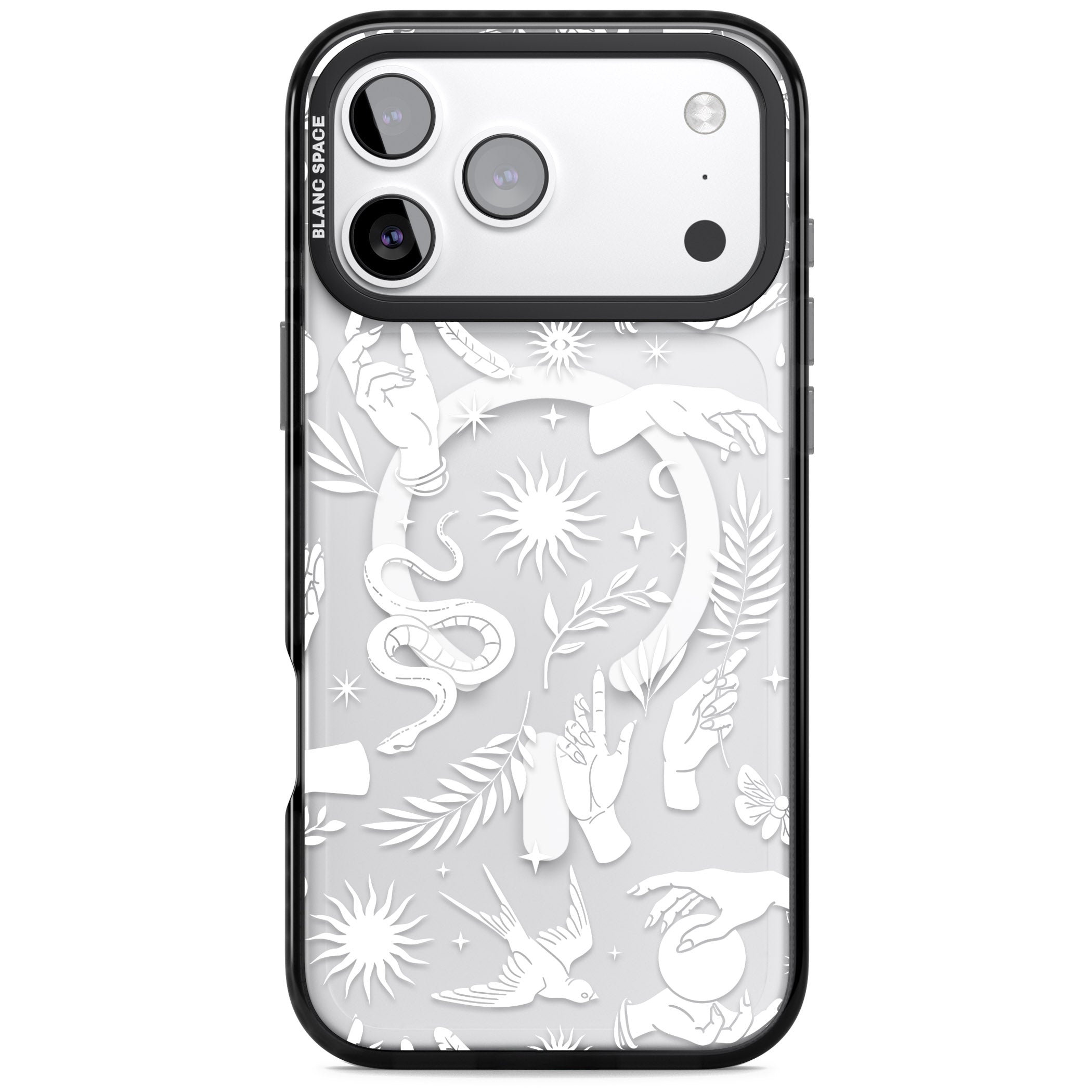 Celestial Pattern (White) iPhone 17 Pro Max Impact Pro Black Phone Case