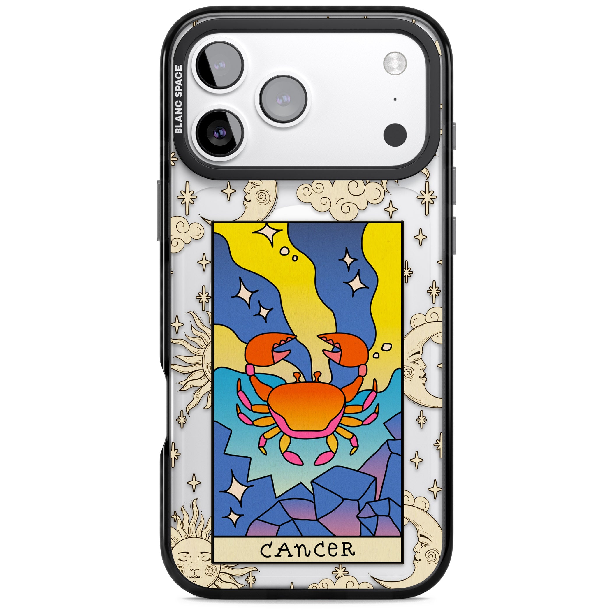 Celestial Zodiac Cancer iPhone 17 Pro Max Impact Pro Black Phone Case