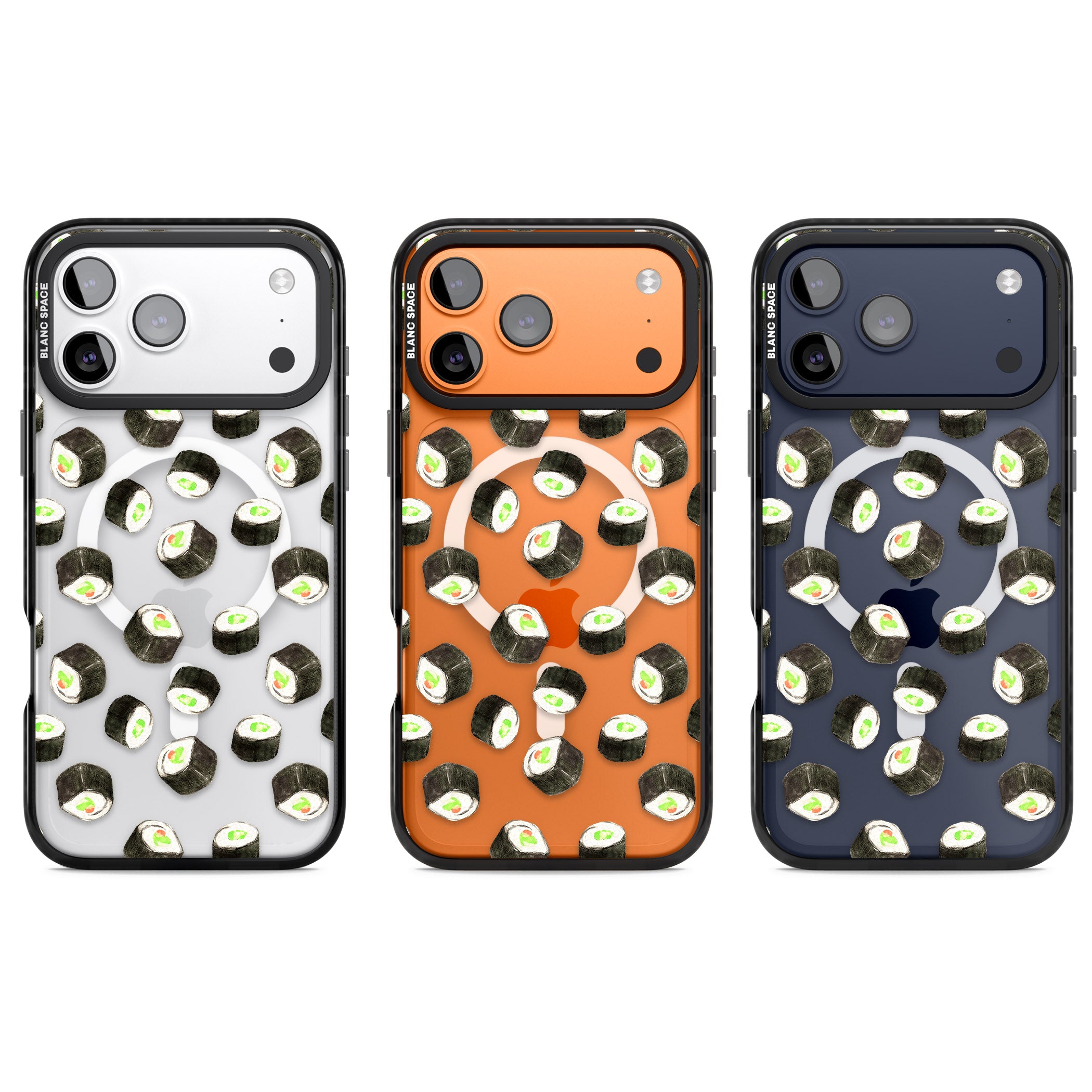 Sushi Pattern iPhone 17 Pro Impact Pro Black Phone Case APT Impact Protection
