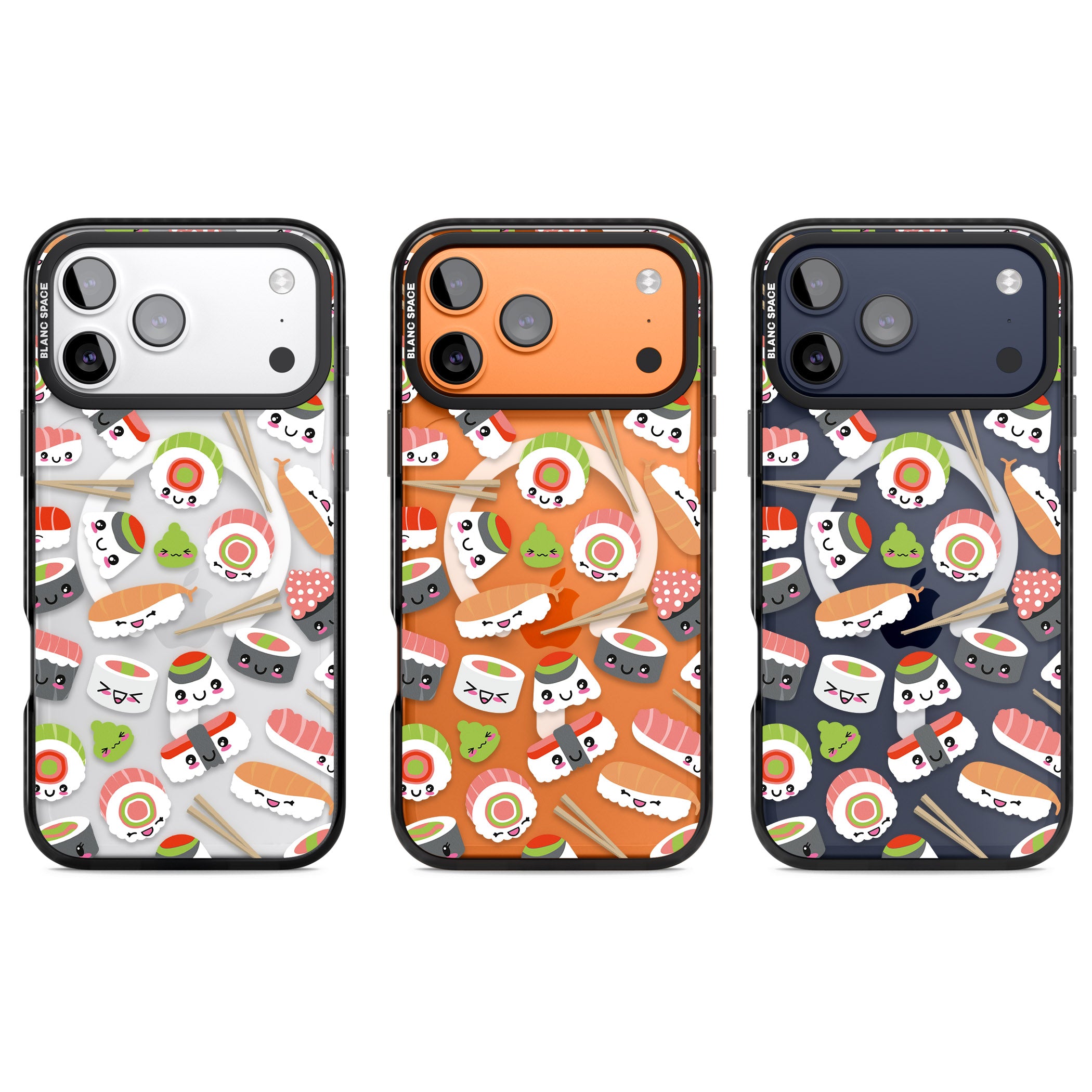 Kawaii Sushi Party iPhone 17 Pro Impact Pro Black Phone Case APT Impact Protection