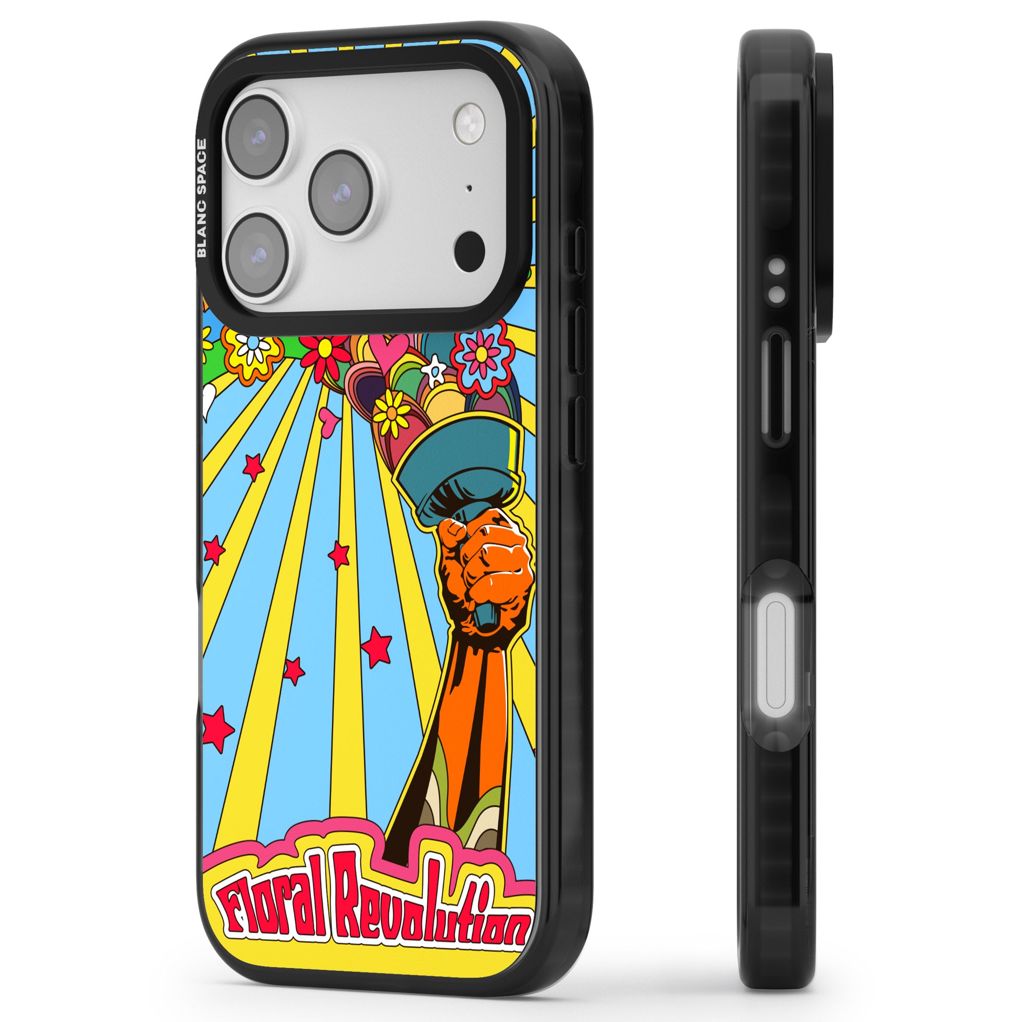 Floral Revolution iPhone 17 Pro Max Impact Pro Black Phone Case Side Profile