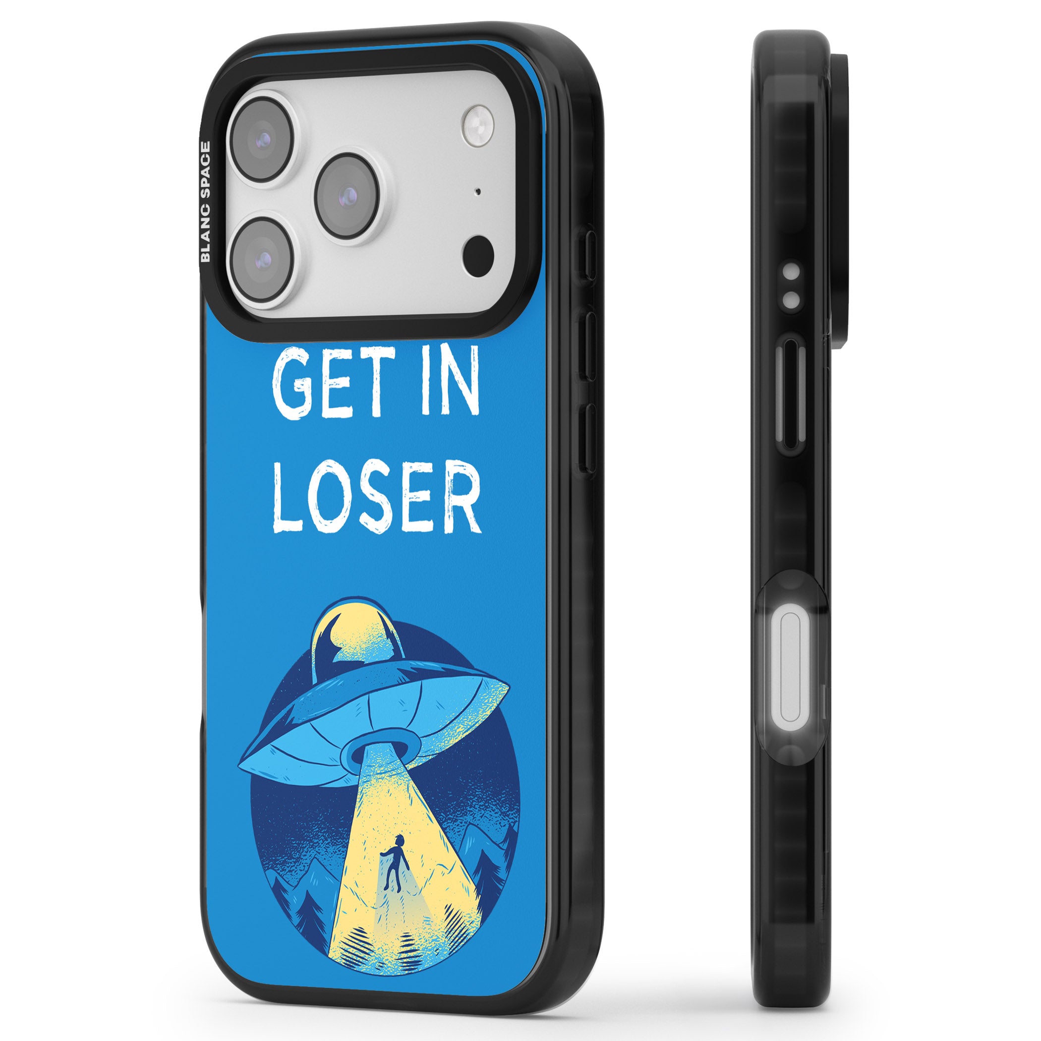Get In Loser Ufo iPhone 17 Pro Max Impact Pro Black Phone Case Side Profile