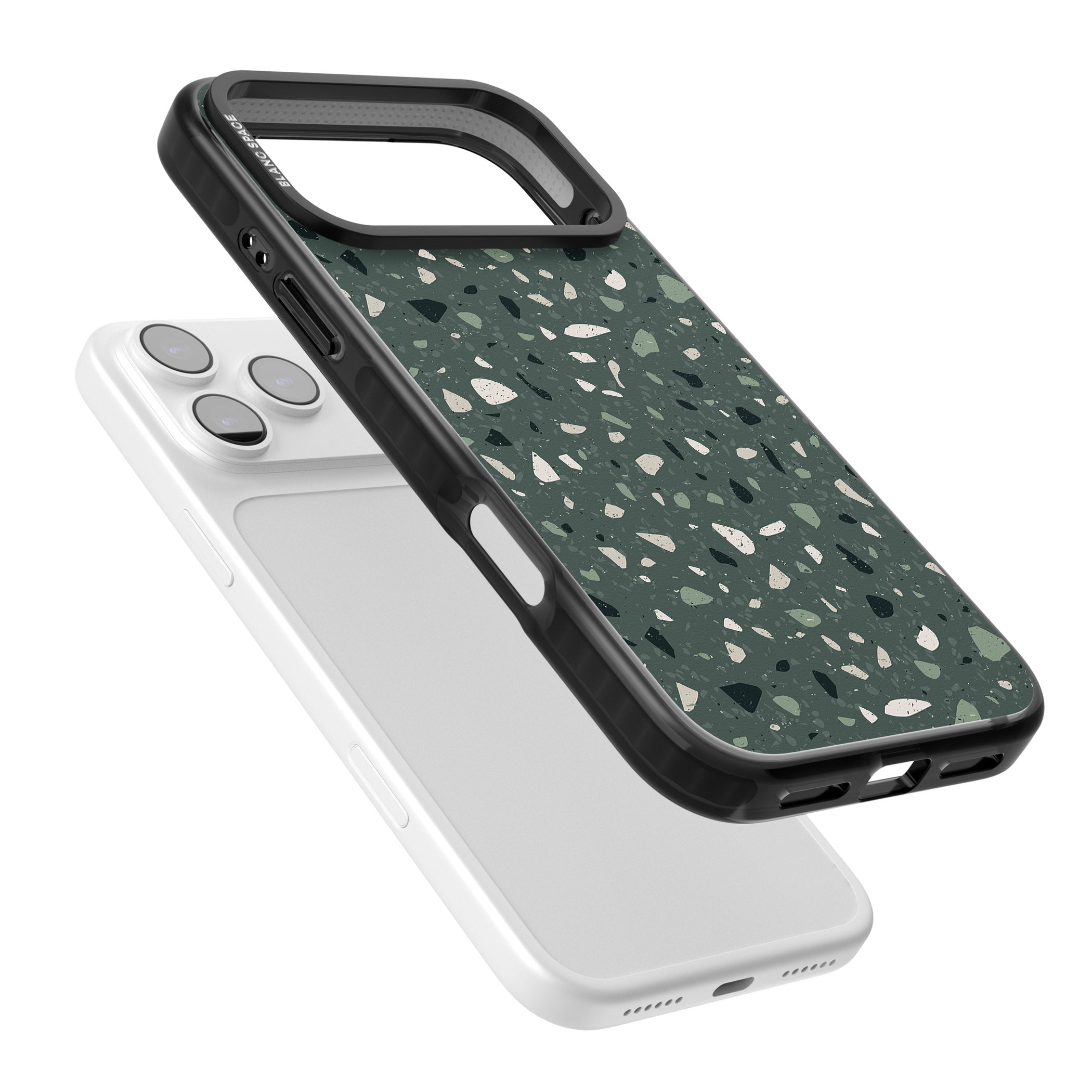Green & Cream Terrazzo Pattern iPhone 17 Pro Max Impact Pro Black Phone Case Colours