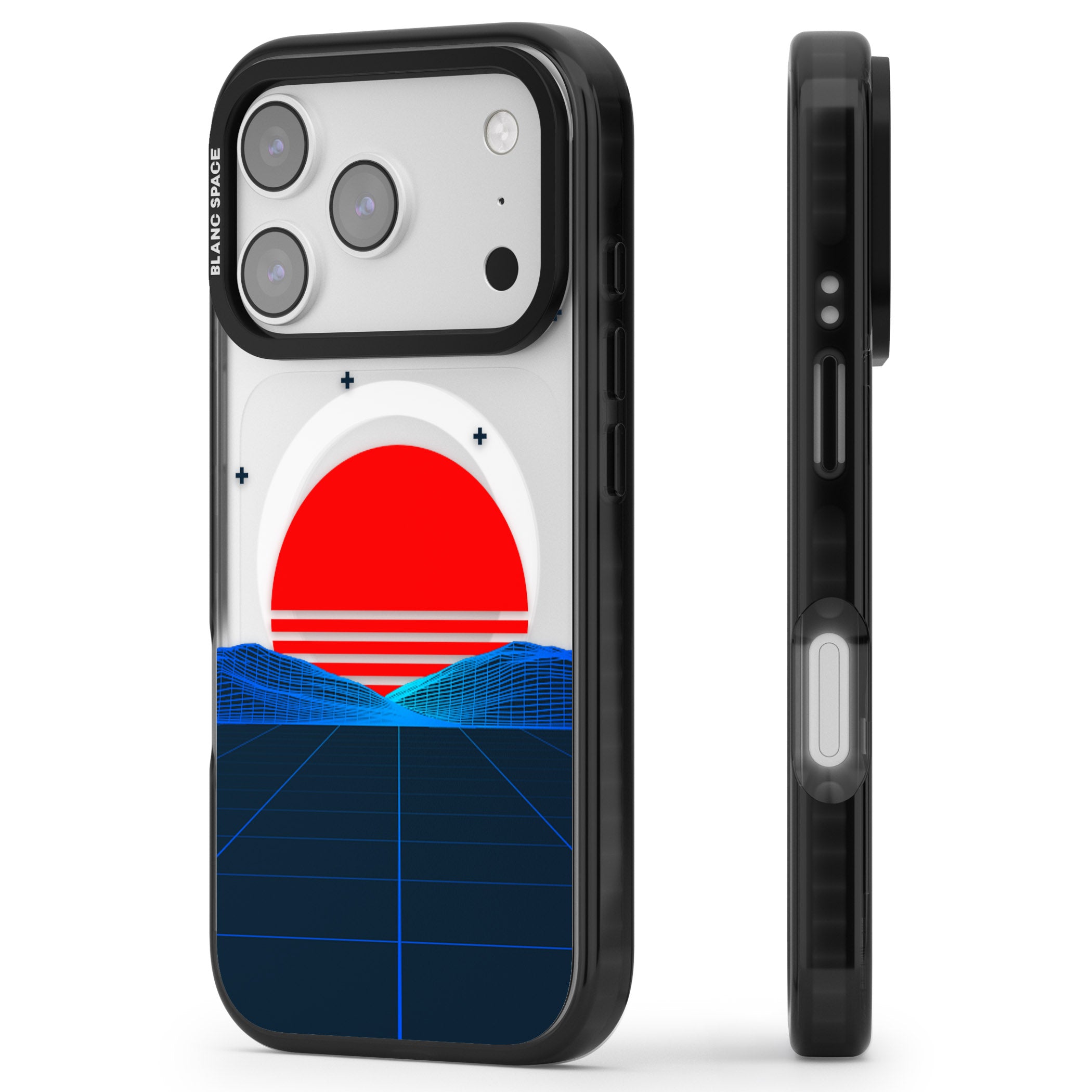 Japanese Sunset Vaporwave iPhone 17 Pro Max Impact Pro Black Phone Case Side Profile