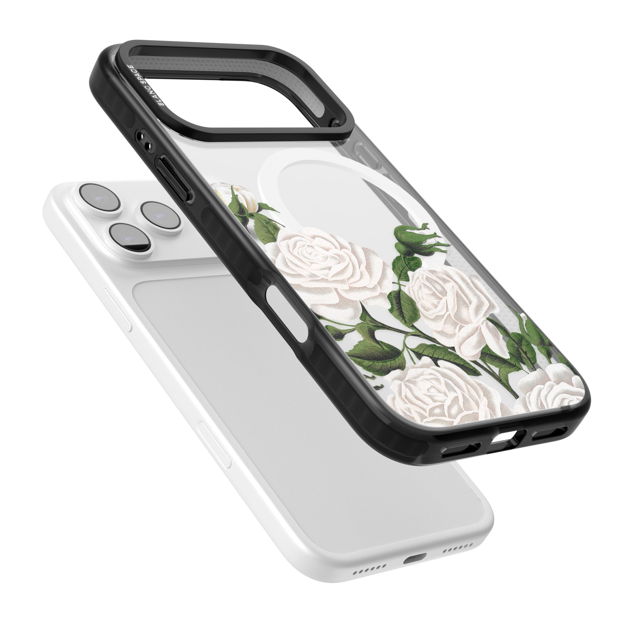 White Vintage Painted Flowers iPhone 17 Pro Max Impact Pro Black Phone Case Colours