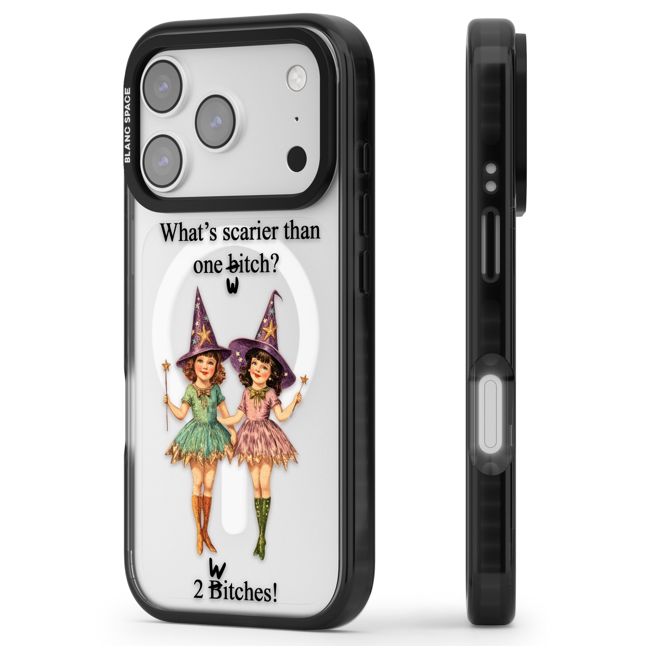 Two Witches iPhone 17 Pro Max Impact Pro Black Phone Case Side Profile