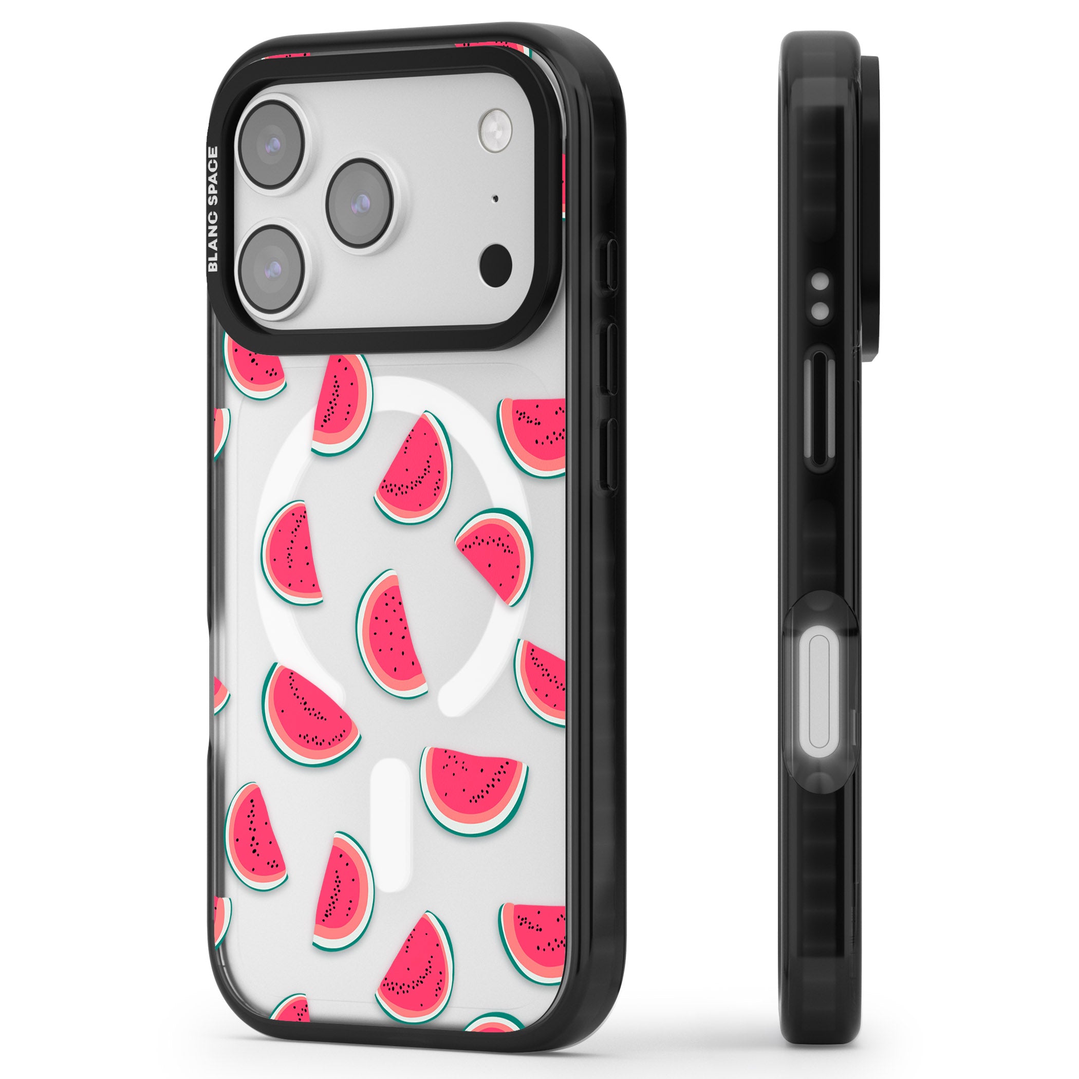 Watermelon Slices iPhone 17 Pro Max Impact Pro Black Phone Case Side Profile