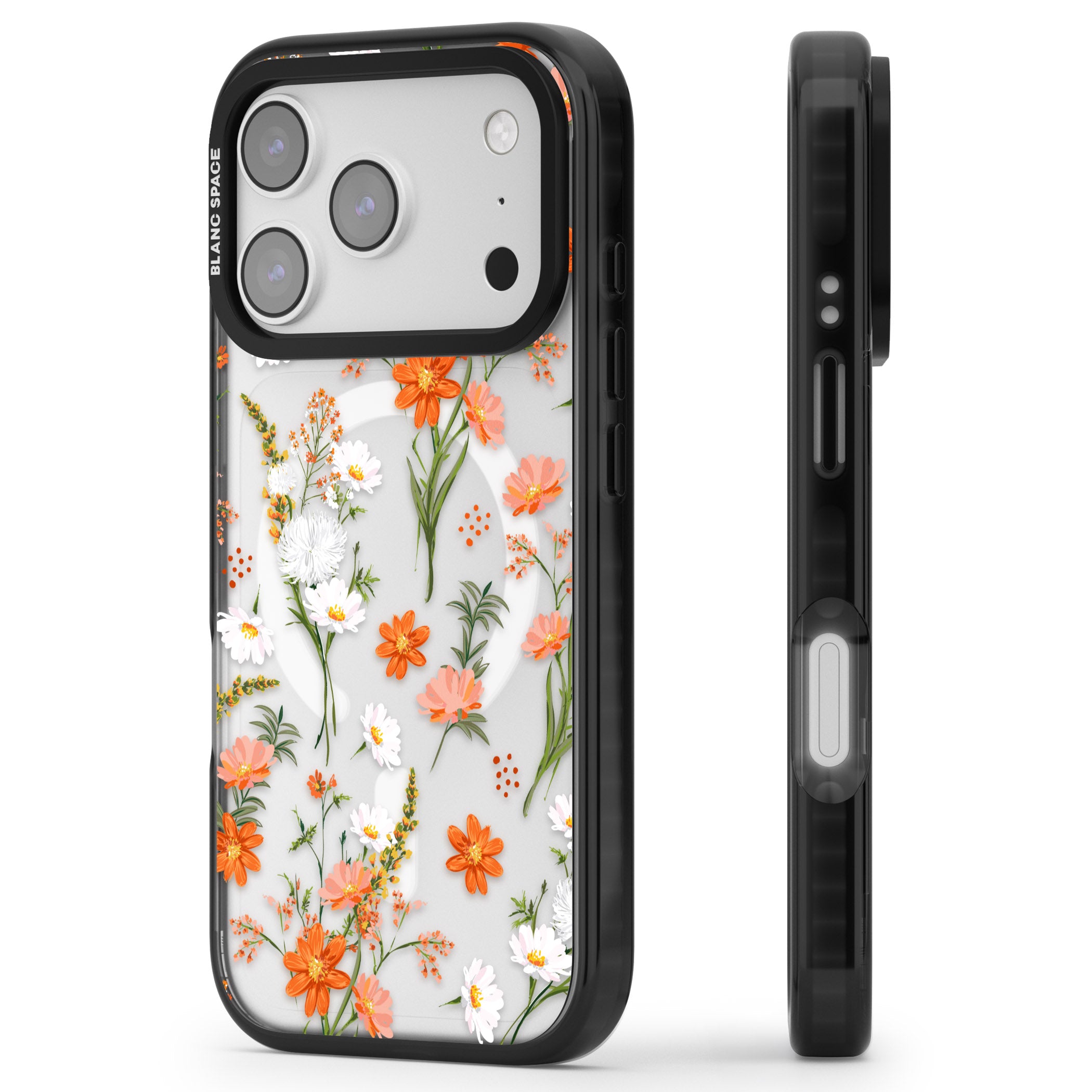Sunset Wildflowers iPhone 17 Pro Max Impact Pro Black Phone Case Side Profile