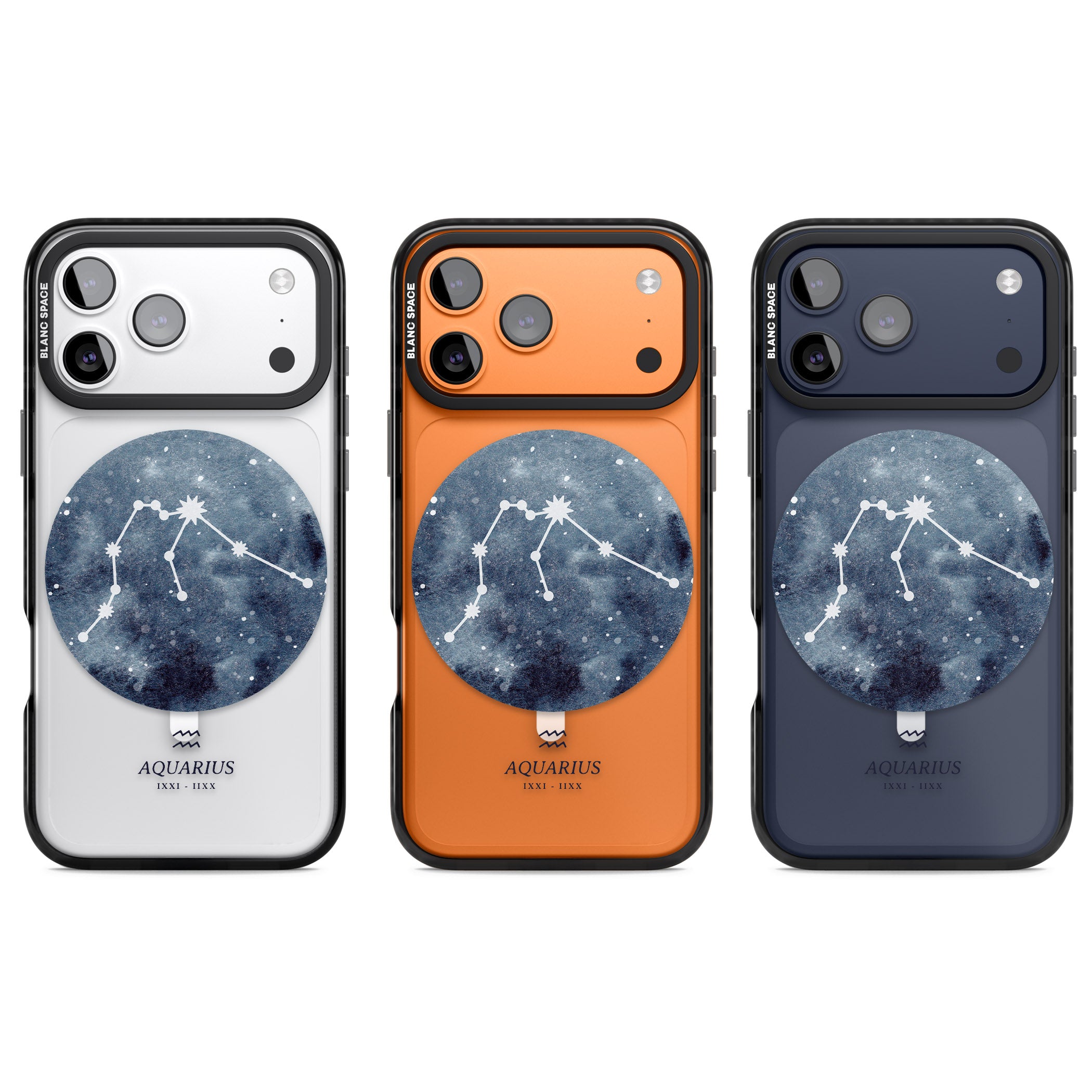 Aquarius Zodiac Blue iPhone 17 Pro Impact Pro Black Phone Case APT Impact Protection