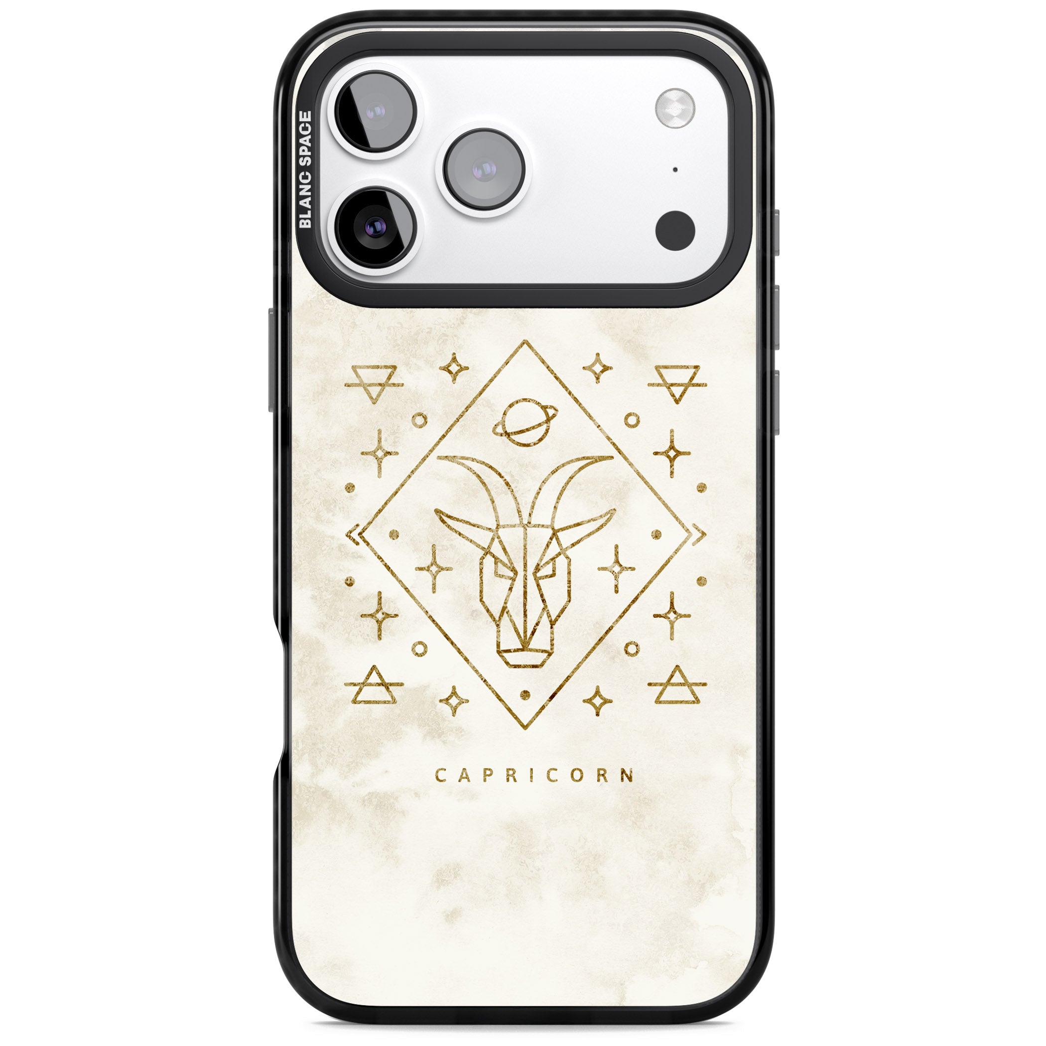 Capricorn Gold Zodiac Design iPhone 17 Pro Max Impact Pro Black Phone Case