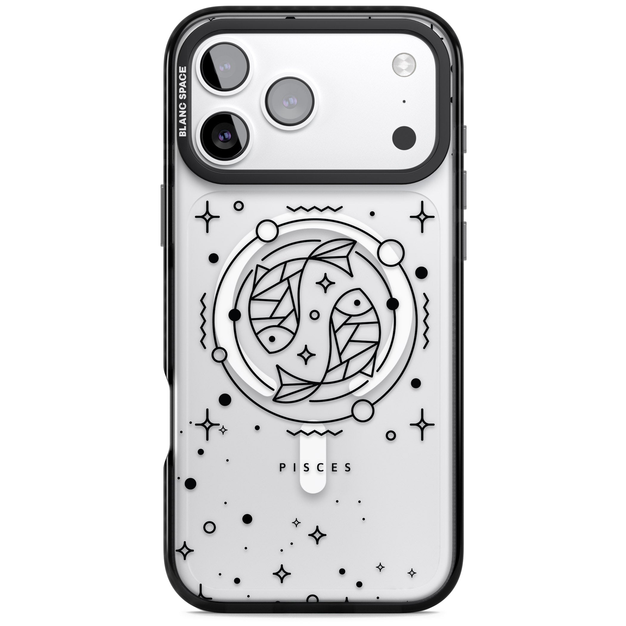 Pisces Emblem Transparent iPhone 17 Pro Max Impact Pro Black Phone Case