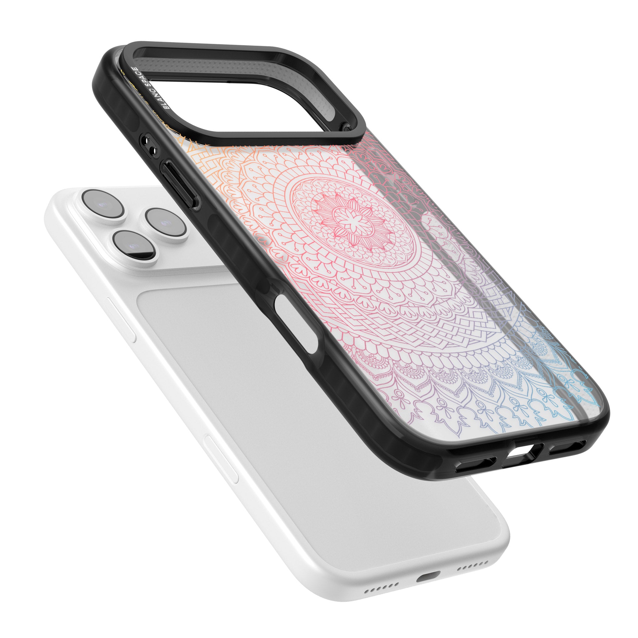 Rainbow Mandala iPhone 17 Pro Max Impact Black Phone Case Colours