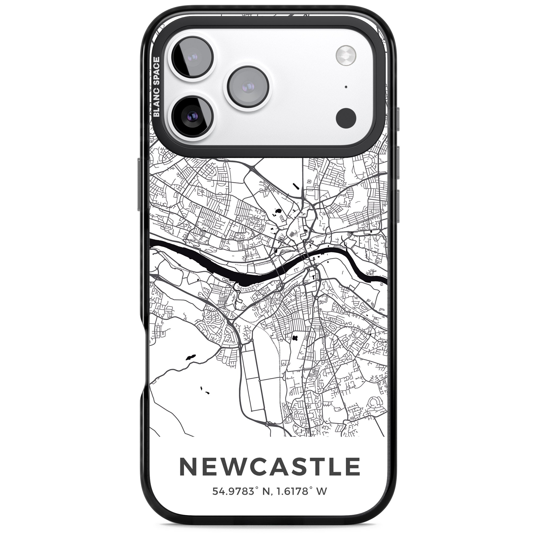 Newcastle City Map iPhone 17 Pro Max Impact Black Phone Case