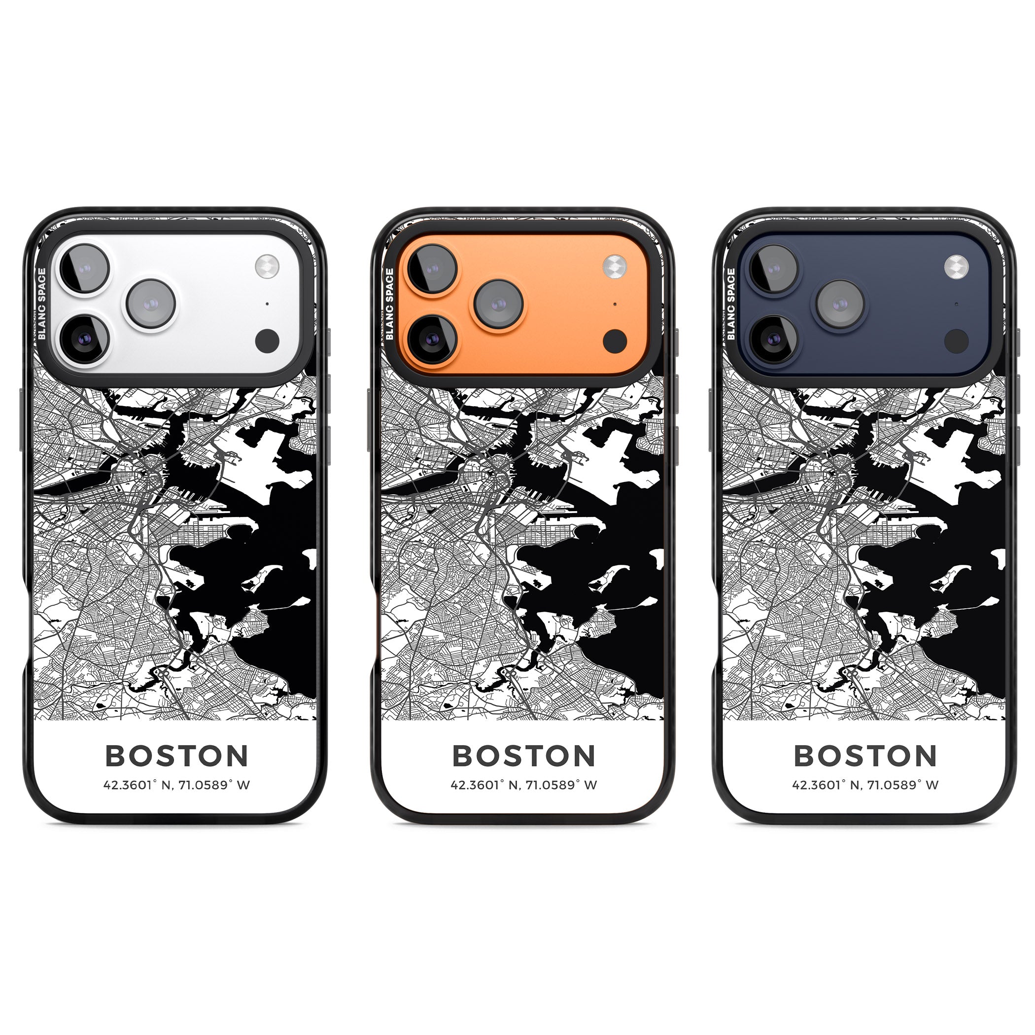 Boston Map iPhone 17 Pro Impact Black Phone Case APT Impact Protection