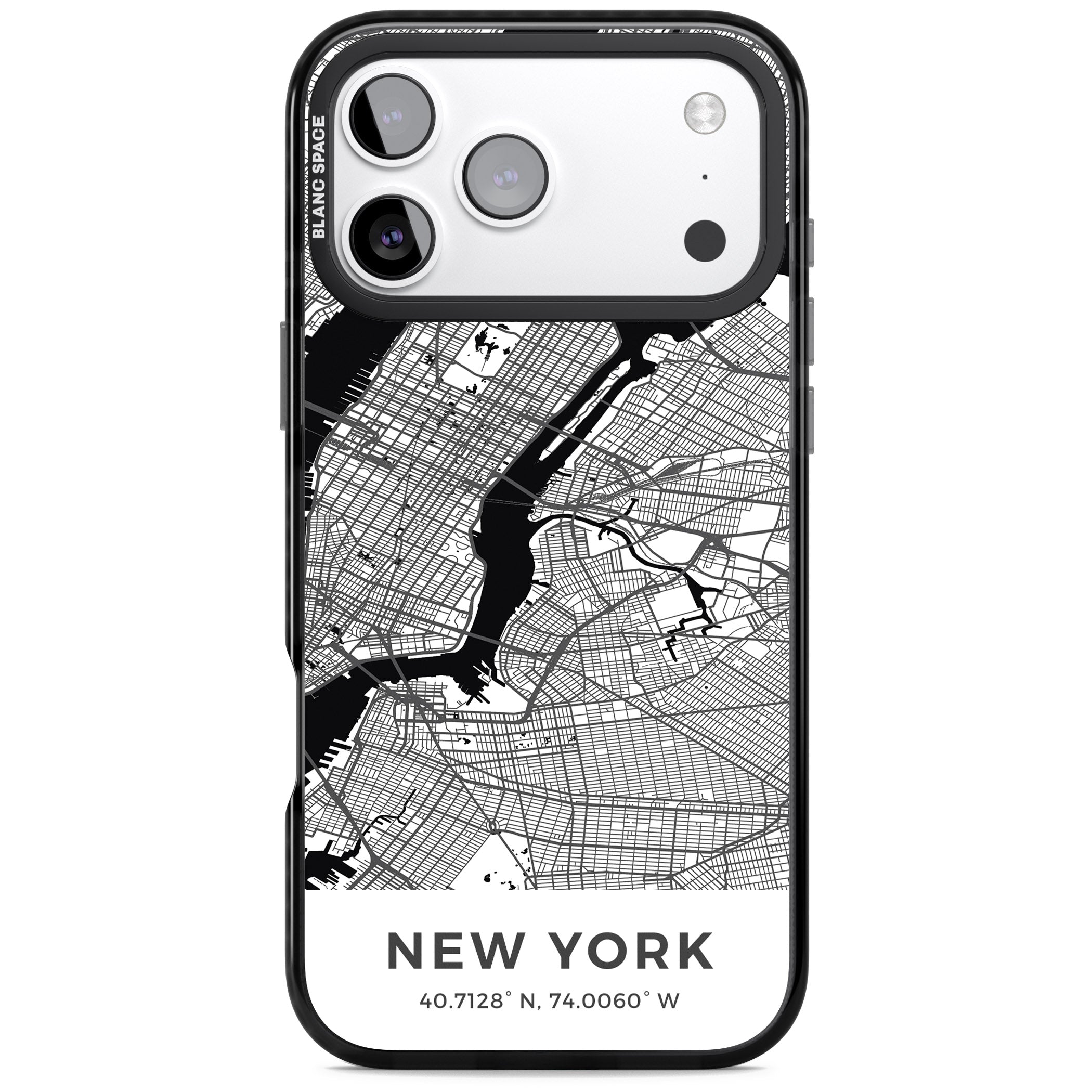 New York Map iPhone 17 Pro Max Impact Black Phone Case