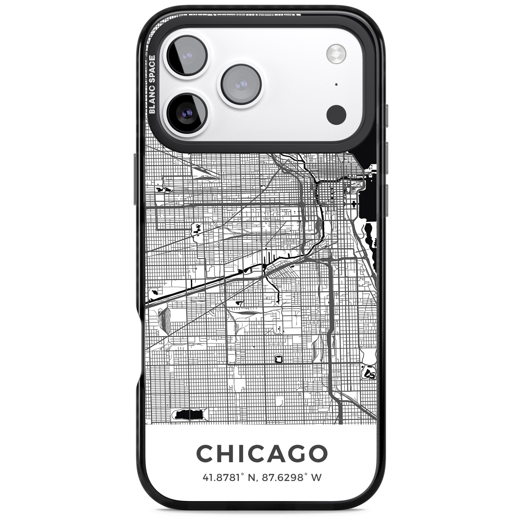 Chicago Map iPhone 17 Pro Max Impact Black Phone Case