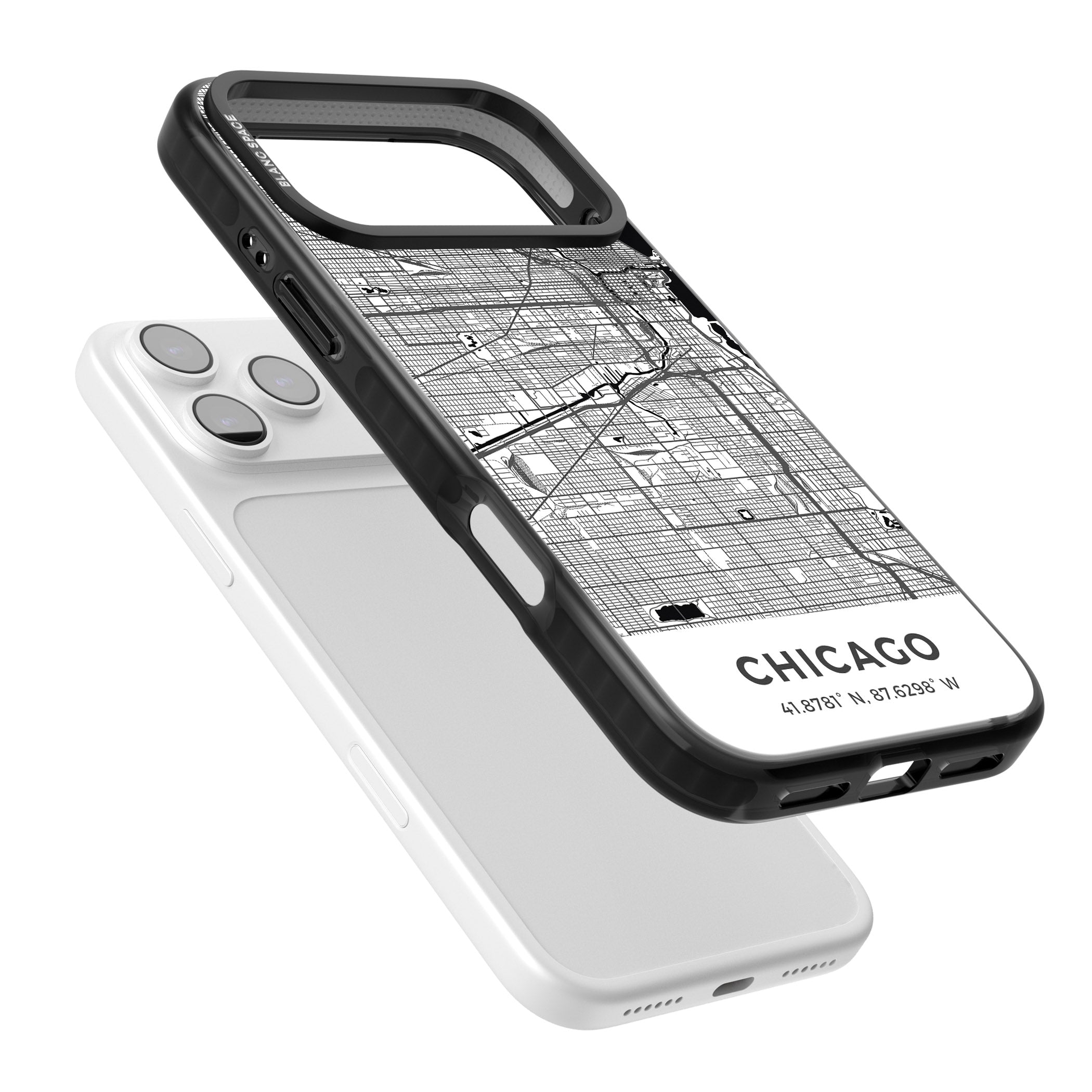 Chicago Map iPhone 17 Pro Max Impact Black Phone Case Colours