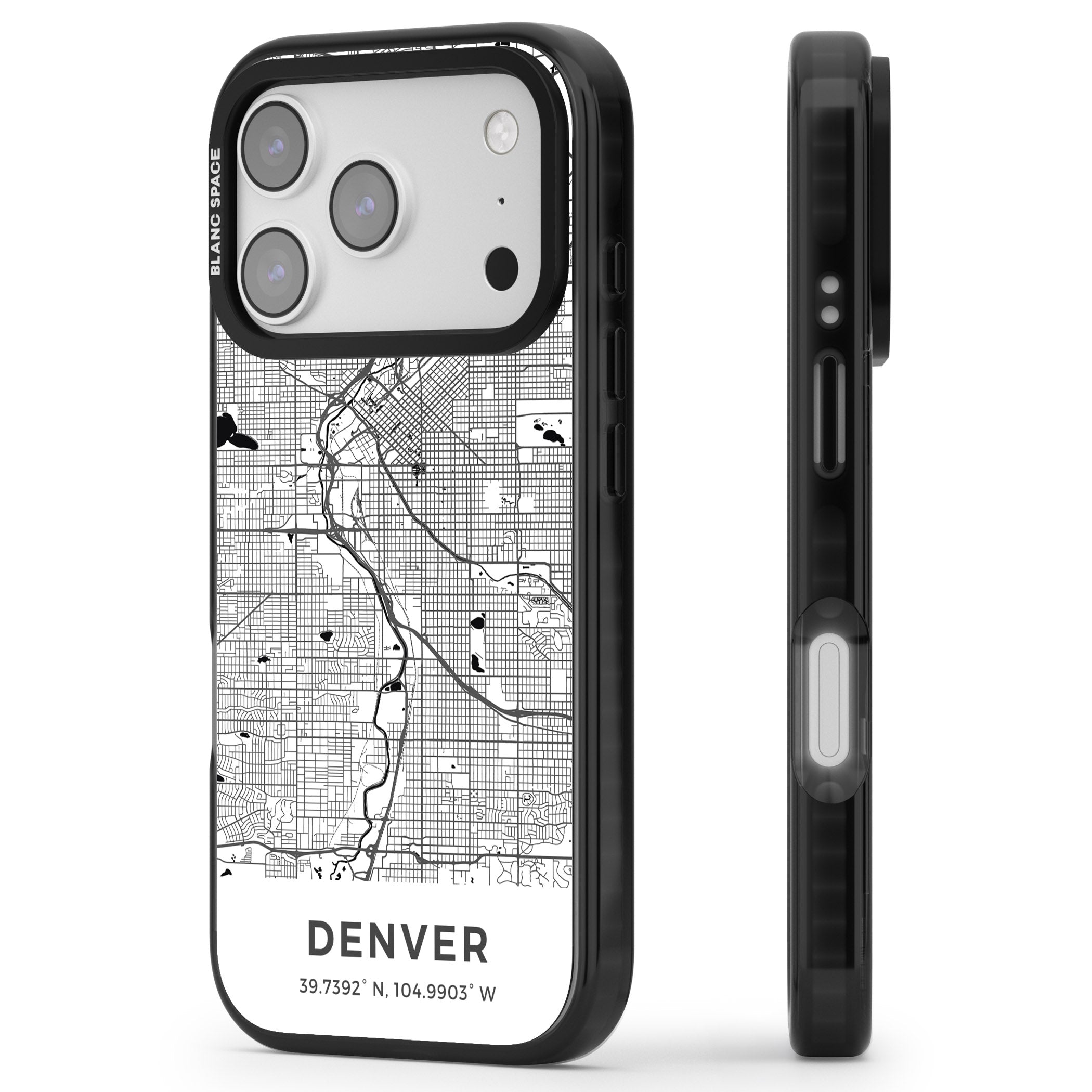 Denver Map iPhone 17 Pro Max Impact Black Phone Case Side Profile
