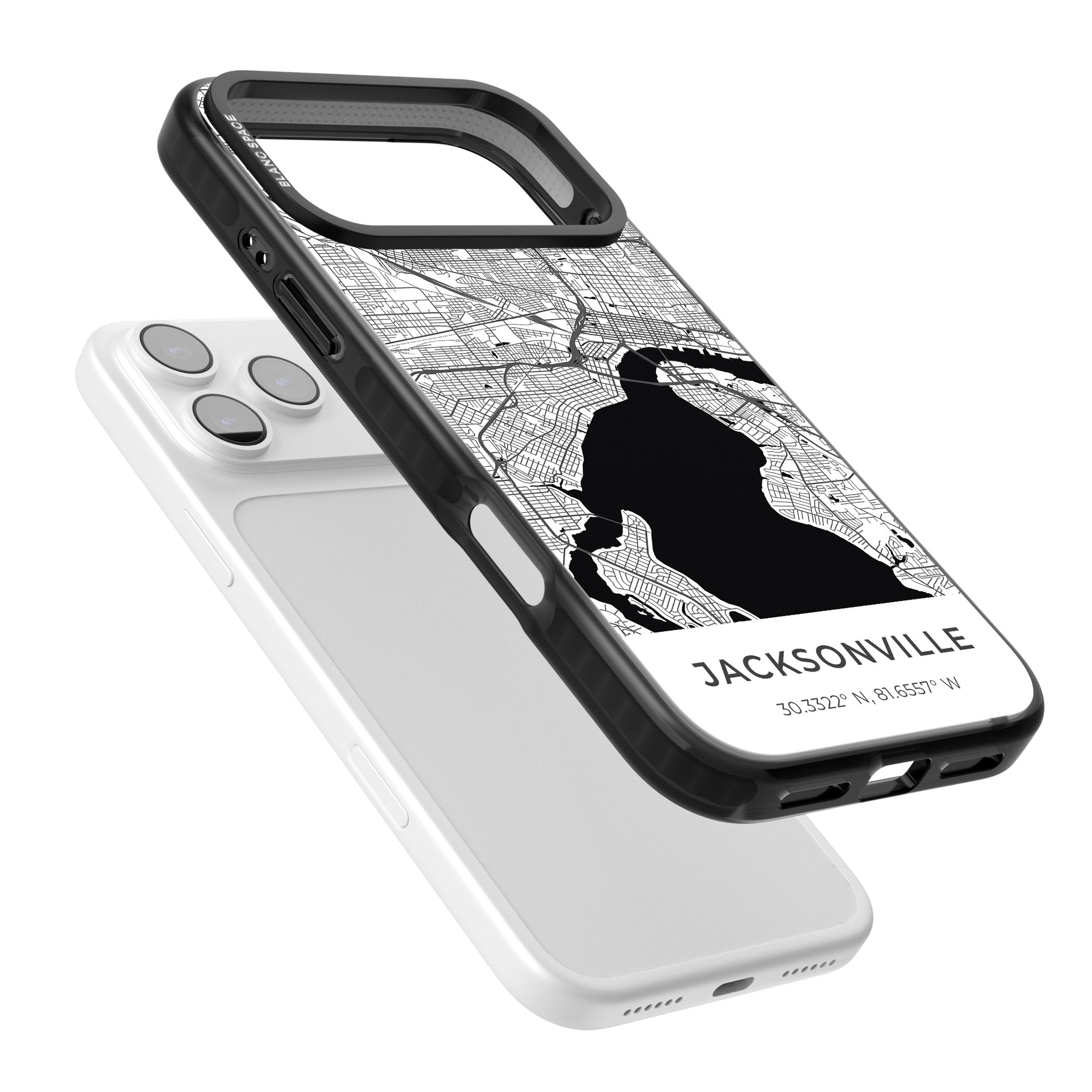 Jacksonville Map iPhone 17 Pro Max Impact Black Phone Case Colours