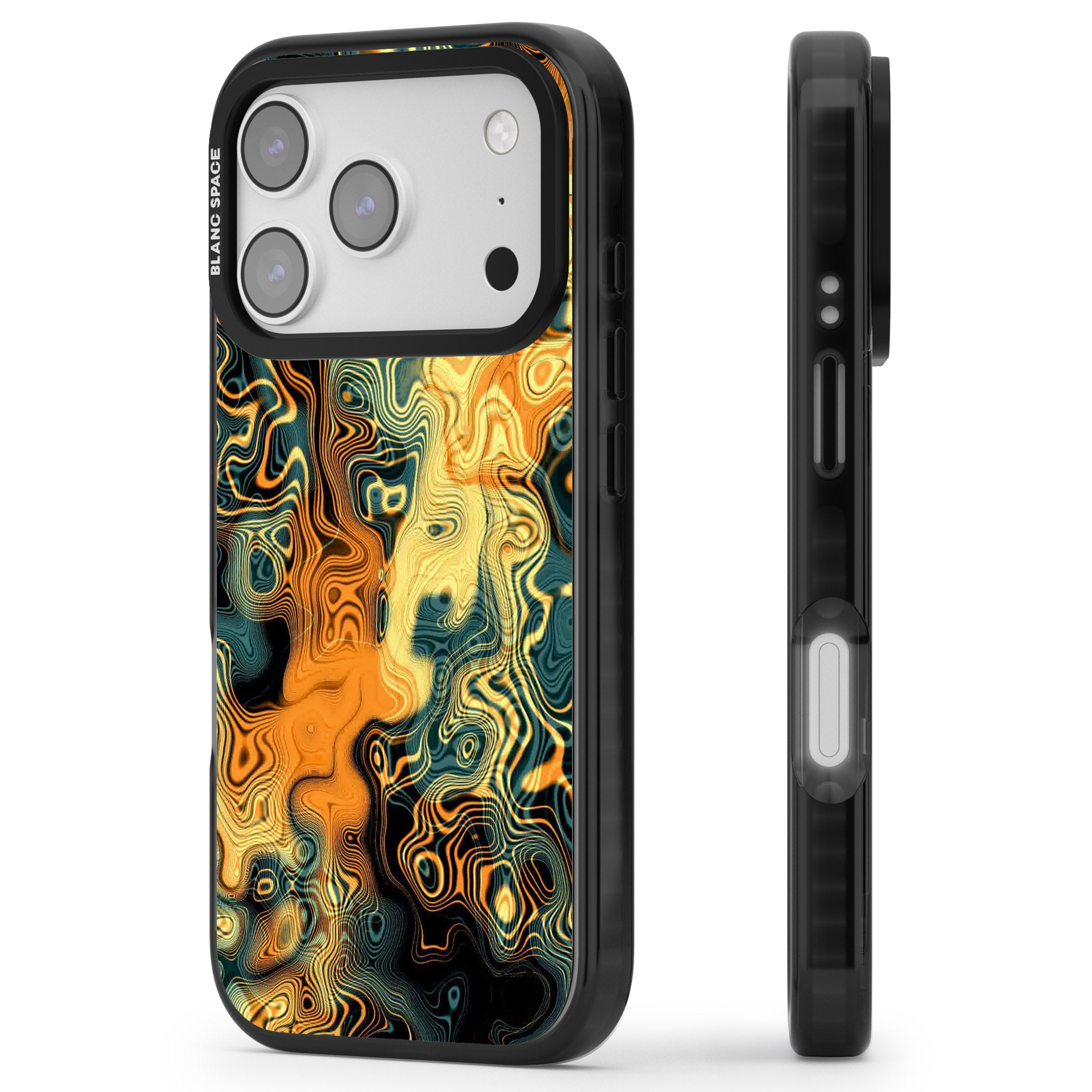 Gold Green Marble iPhone 17 Pro Max Impact Black Phone Case Side Profile
