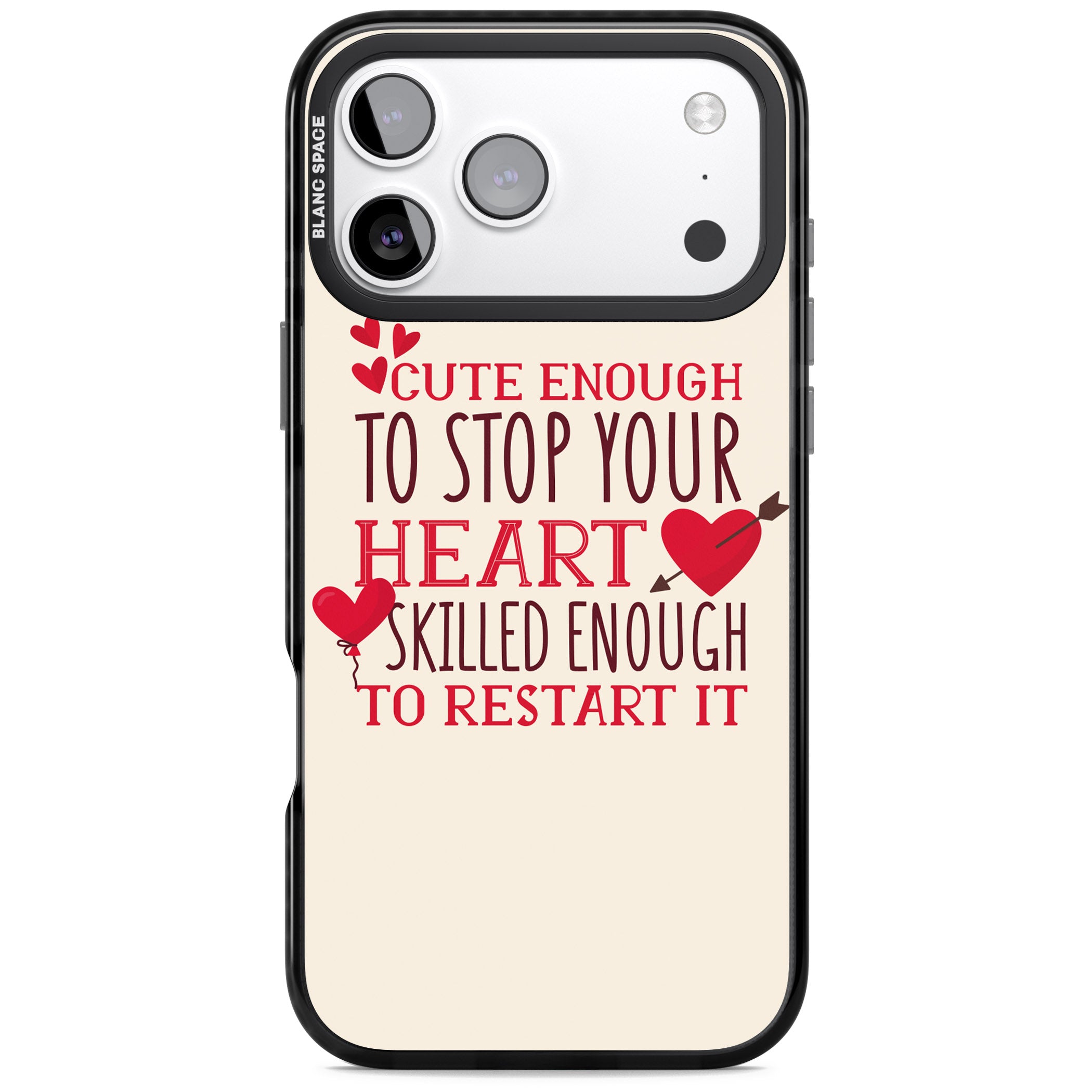 Cute Enough To Stop Your Heart iPhone 17 Pro Max Impact Black Phone Case