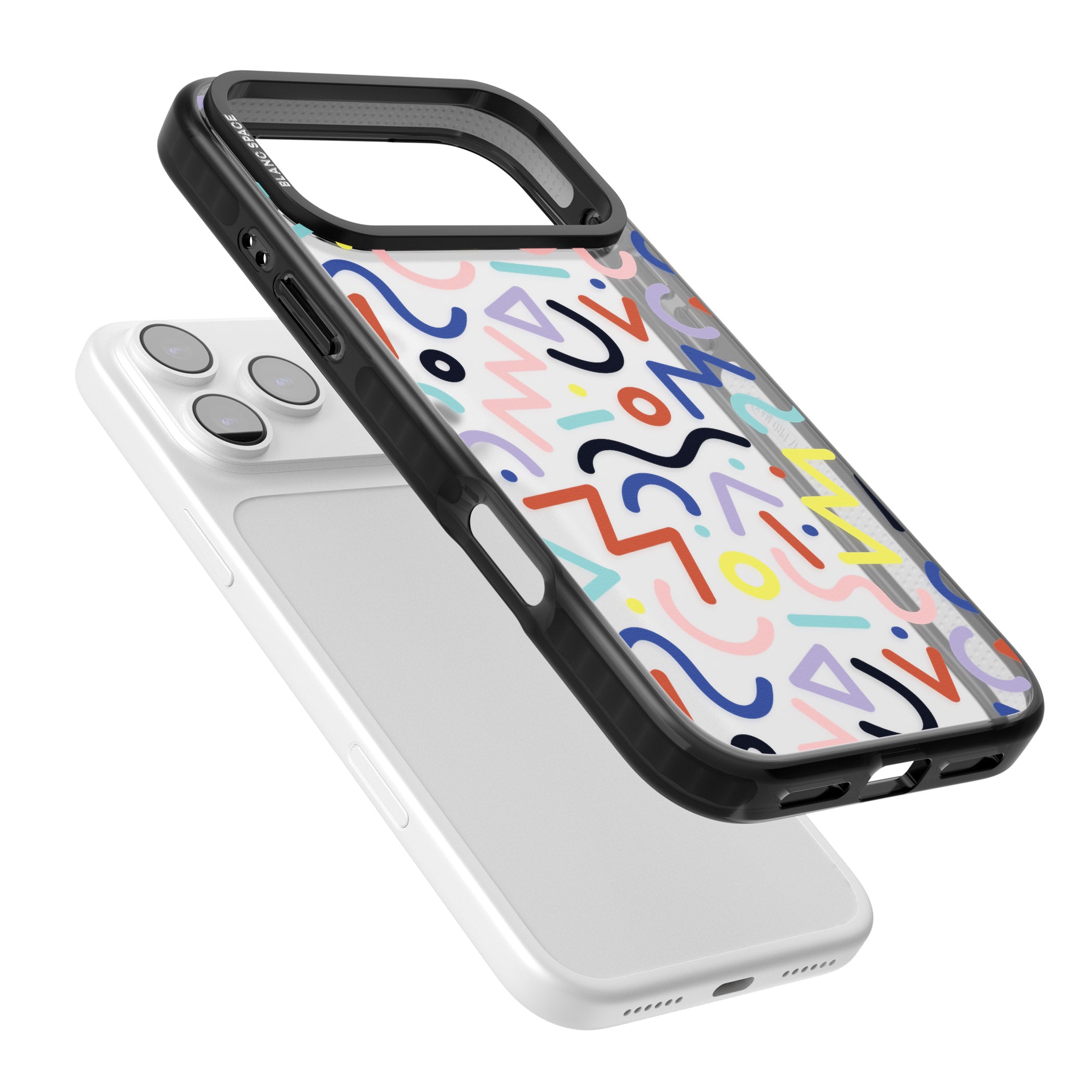 Memphis Retro Pattern iPhone 17 Pro Max Impact Black Phone Case Colours