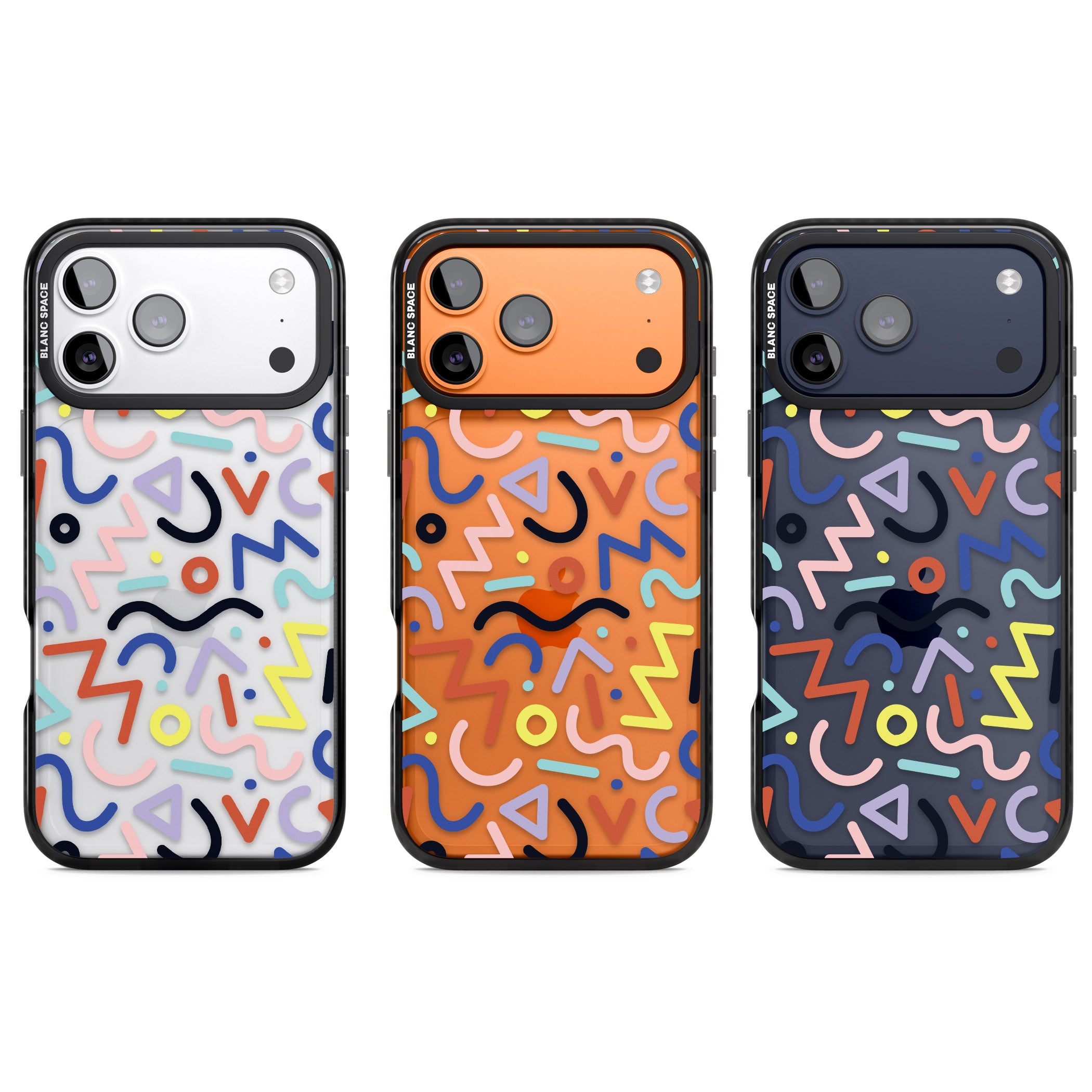 Memphis Retro Pattern iPhone 17 Pro Impact Black Phone Case APT Impact Protection