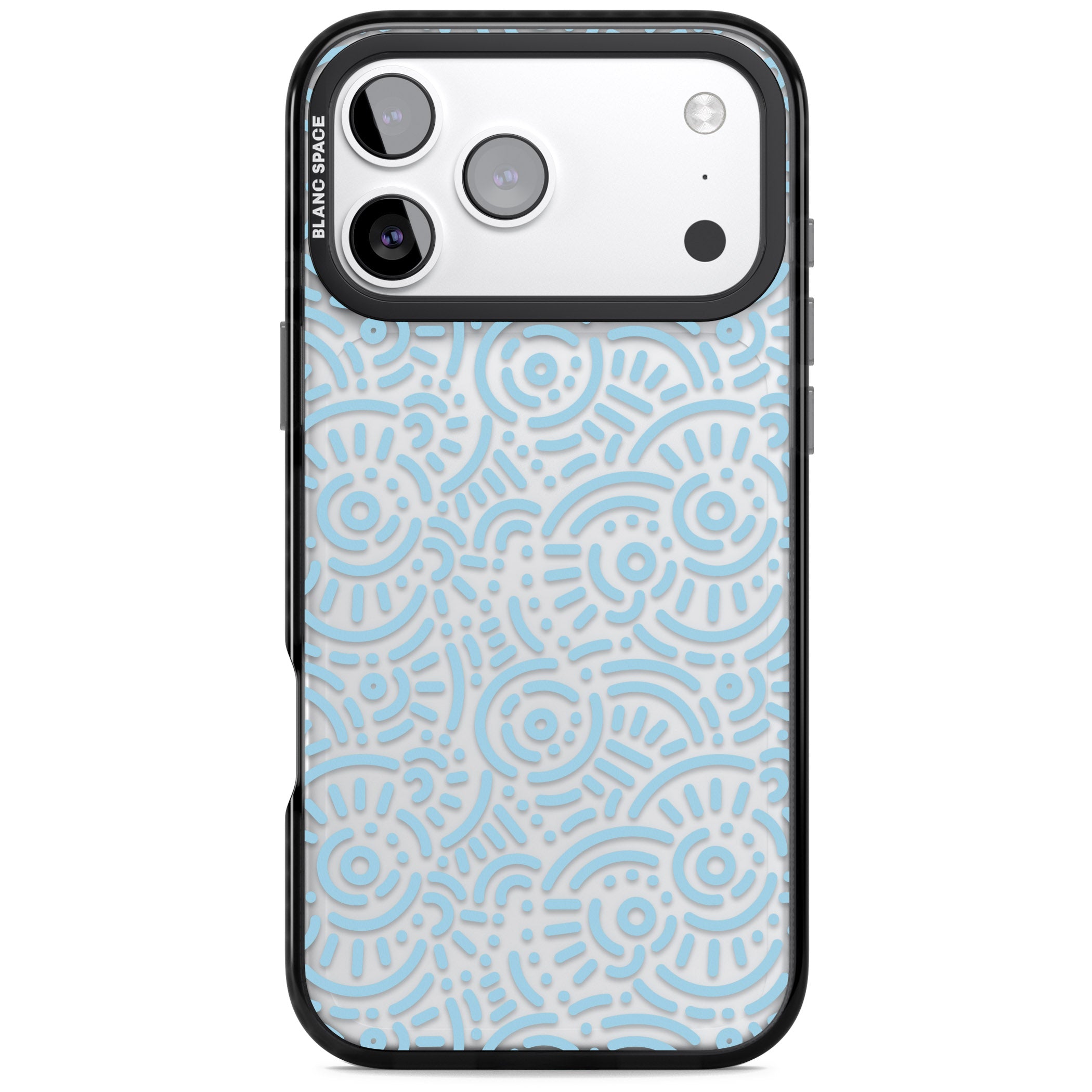 Light Blue Retro Pattern iPhone 17 Pro Max Impact Black Phone Case