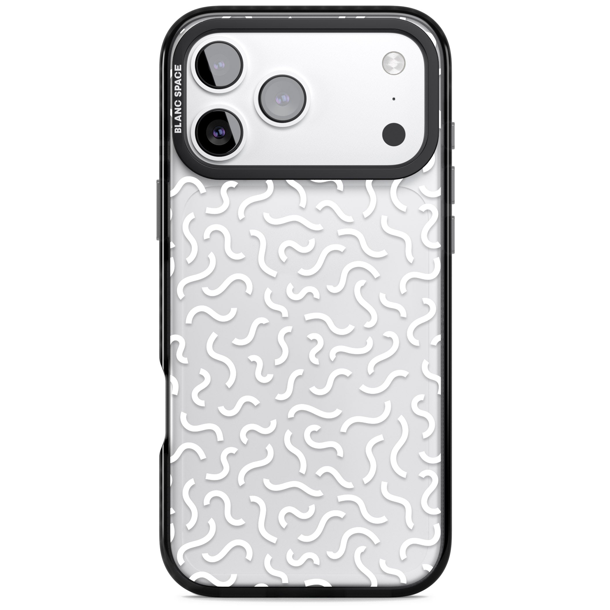 Black & White Wavy Pattern iPhone 17 Pro Impact Black Phone Case