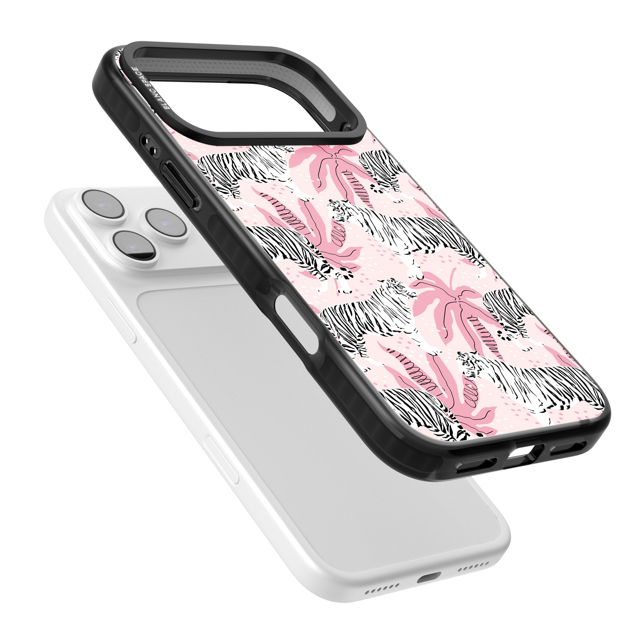 Pink Tiger Palm iPhone 17 Pro Max Impact Black Phone Case Colours