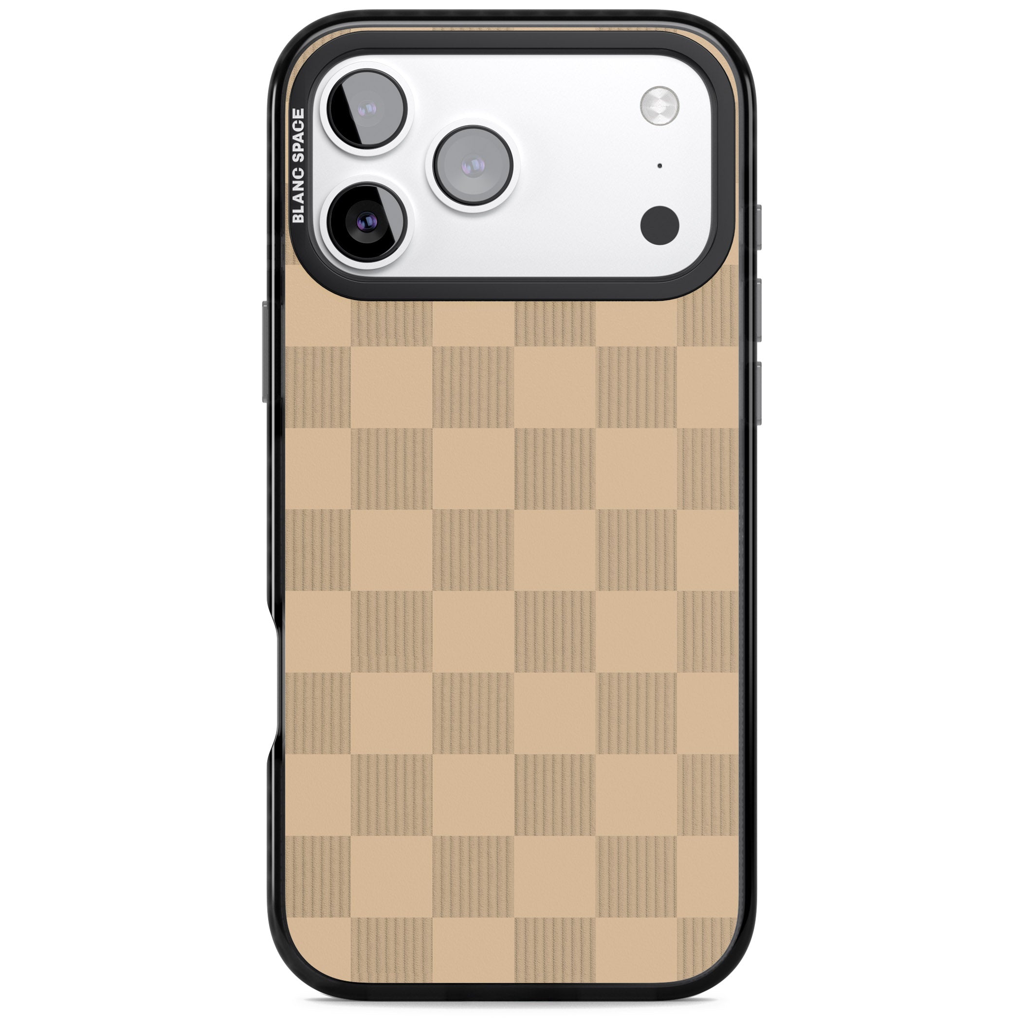 Beige Checkered iPhone 17 Pro Max Impact Black Phone Case