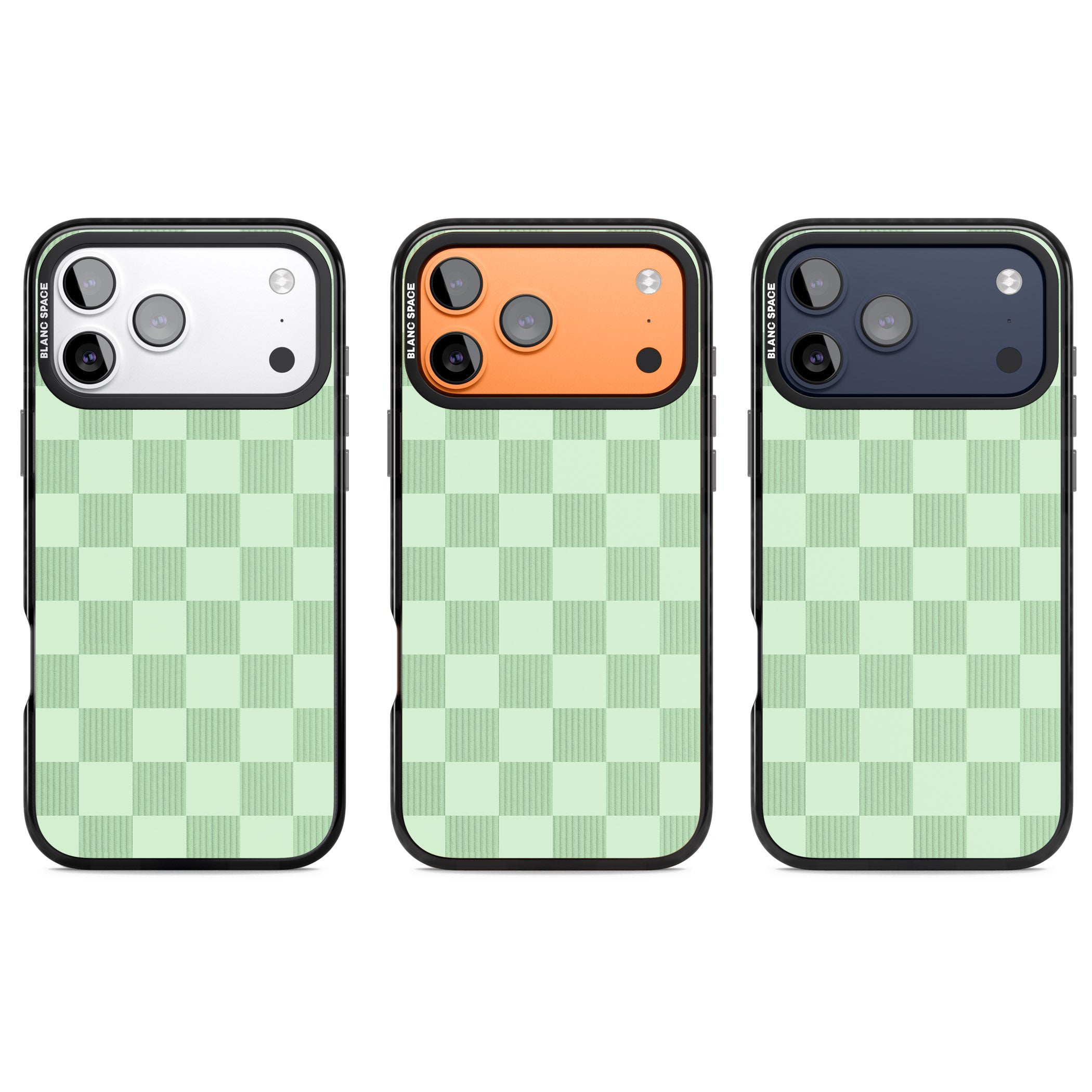 Seafoam Checkered iPhone 17 Pro Impact Black Phone Case APT Impact Protection