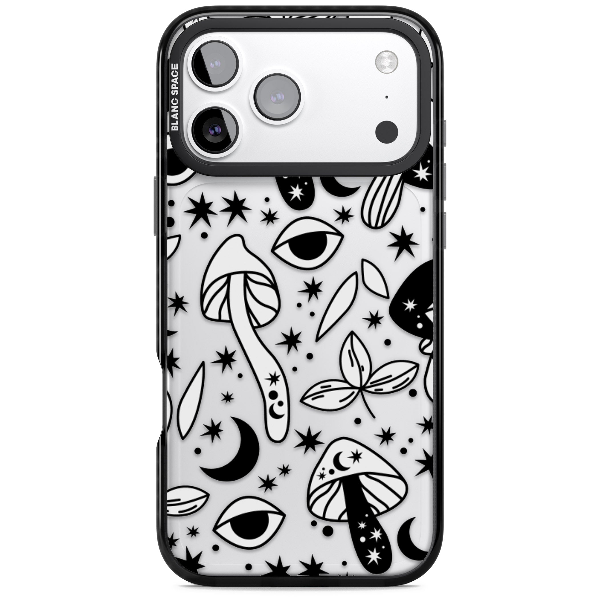 Mystic Mushrooms Pattern iPhone 17 Pro Max Impact Black Phone Case