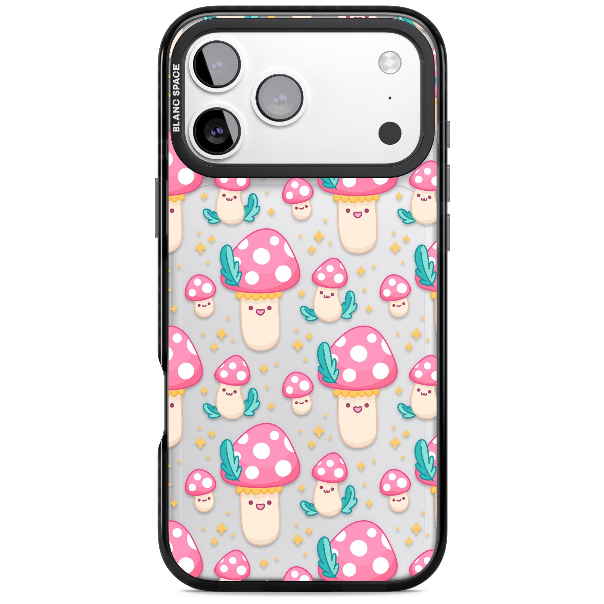 Cute Mushroom Pattern iPhone 17 Pro Max Impact Black Phone Case