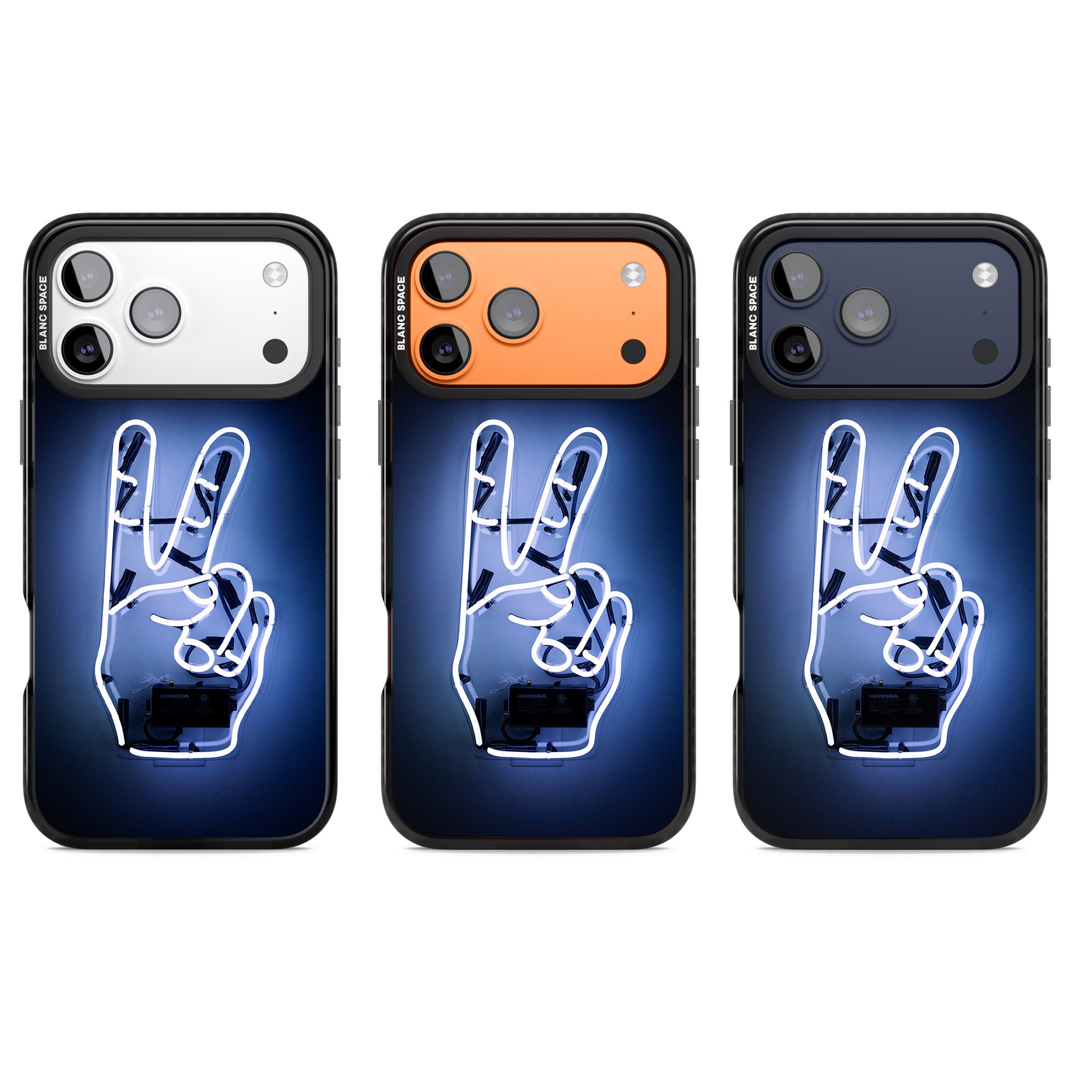 Neon Peace Sign iPhone 17 Pro Impact Black Phone Case APT Impact Protection