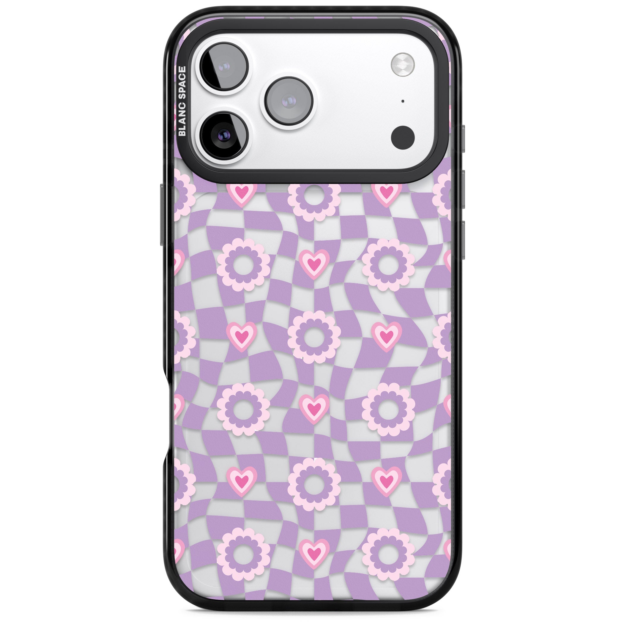 Checkered Love Pattern iPhone 17 Pro Max Impact Black Phone Case