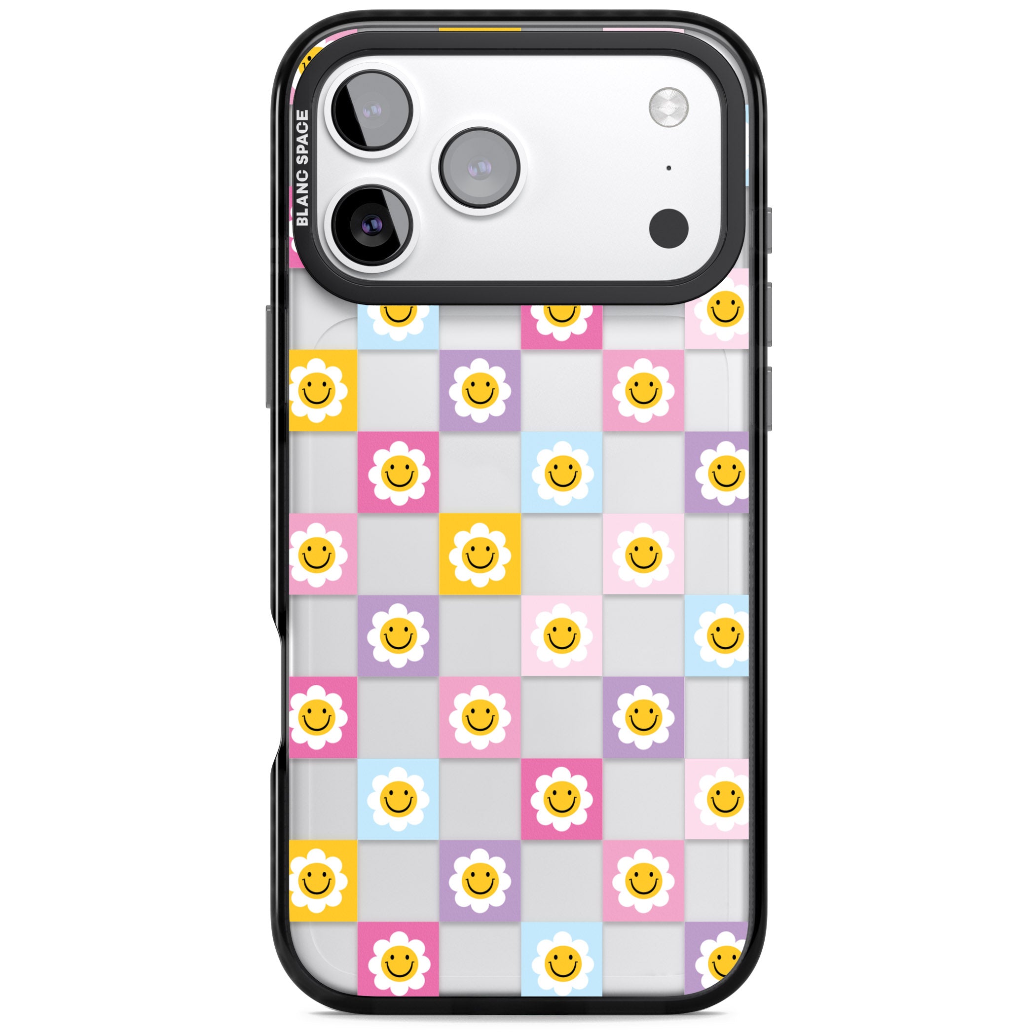 Daisy Squares Pattern iPhone 17 Pro Max Impact Black Phone Case