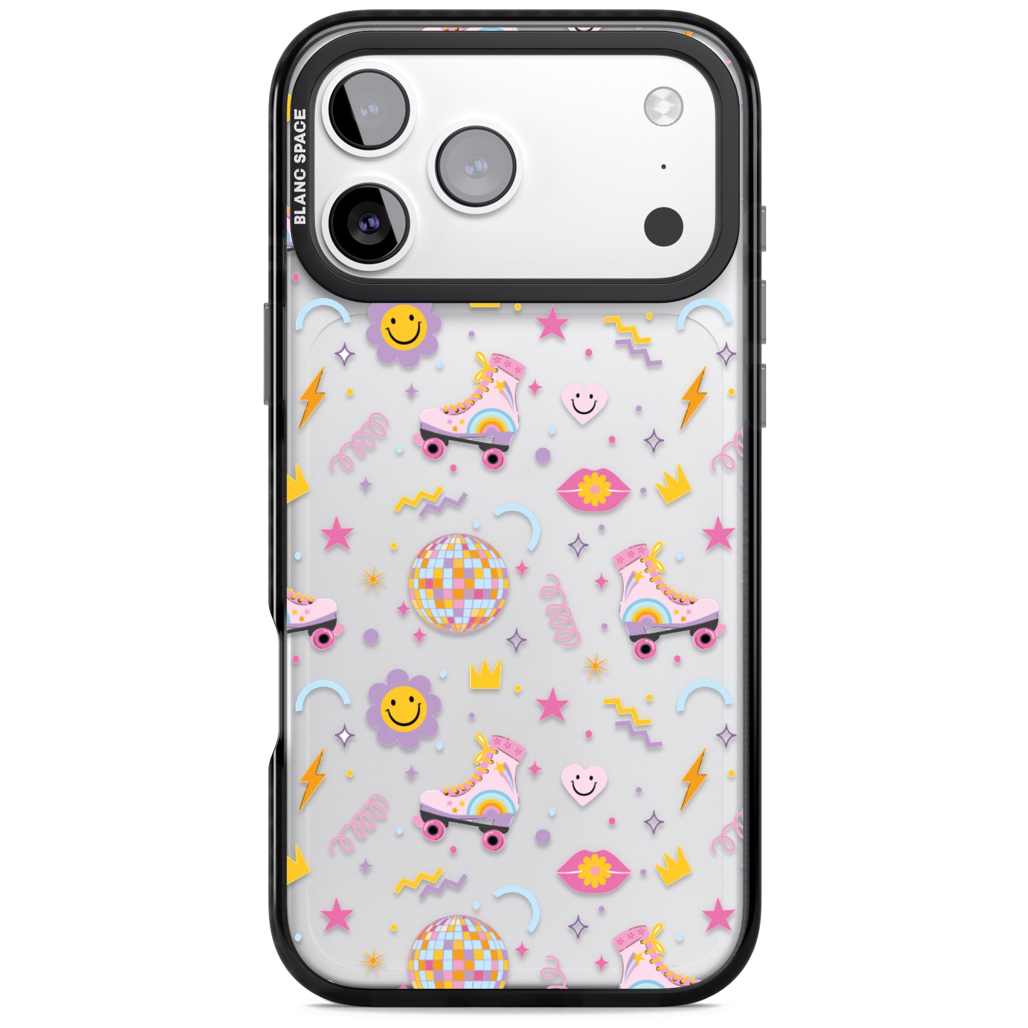 Roller Disco Pattern iPhone 17 Pro Max Impact Black Phone Case
