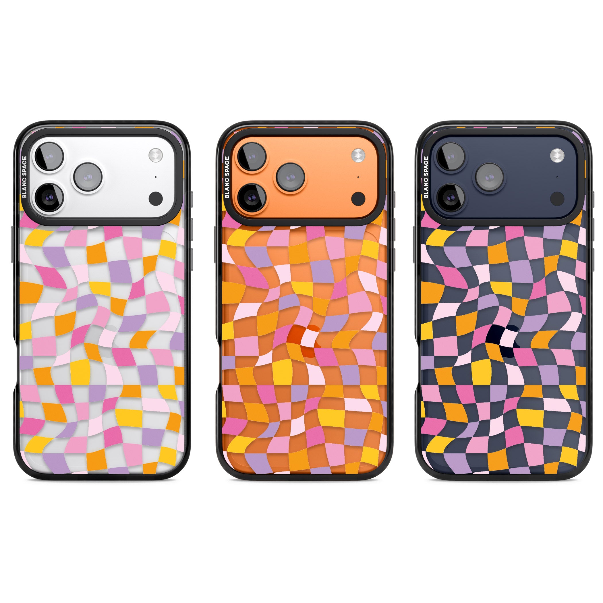 Wonky Squares Pattern iPhone 17 Pro Impact Black Phone Case APT Impact Protection
