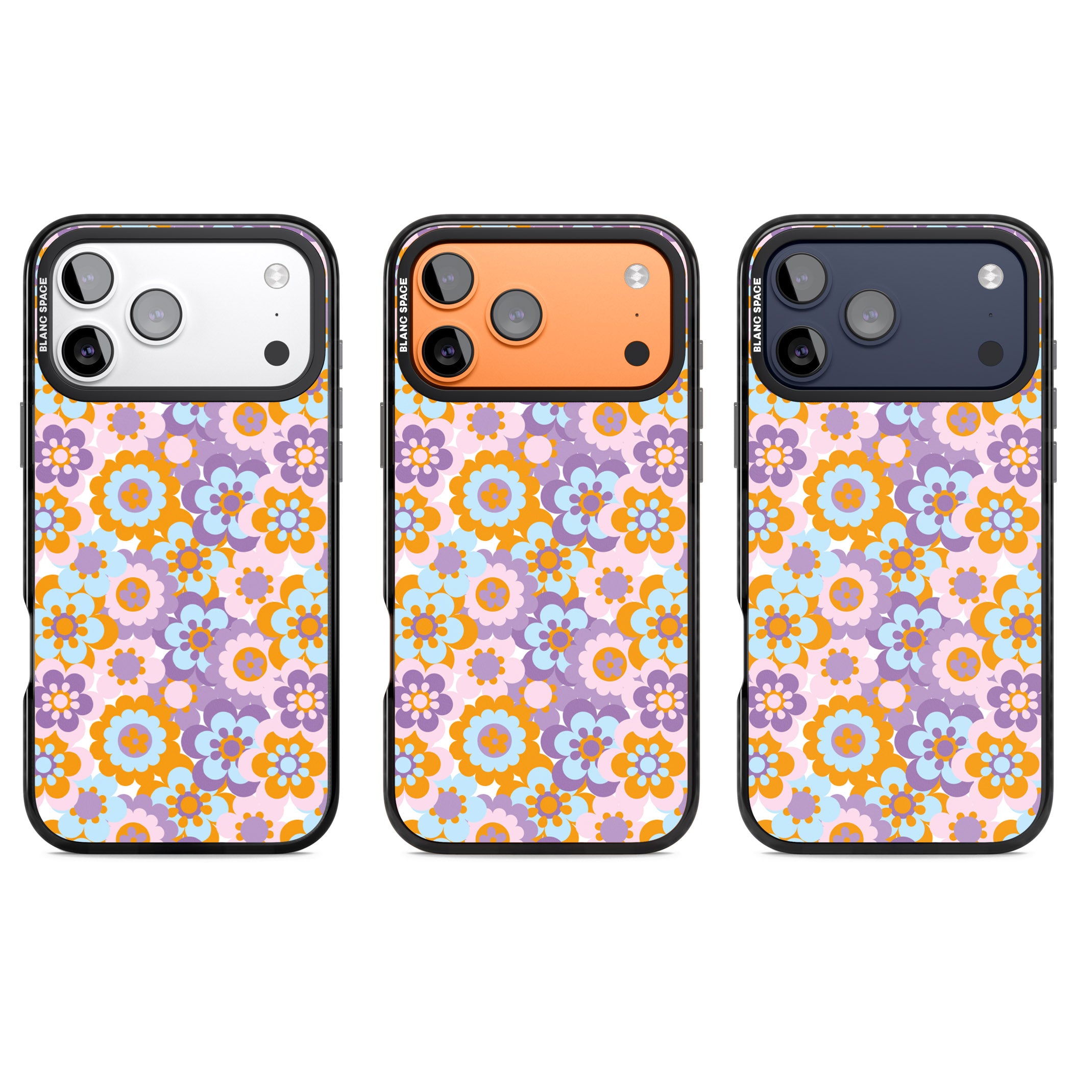 Flower Power Pattern iPhone 17 Pro Impact Black Phone Case APT Impact Protection