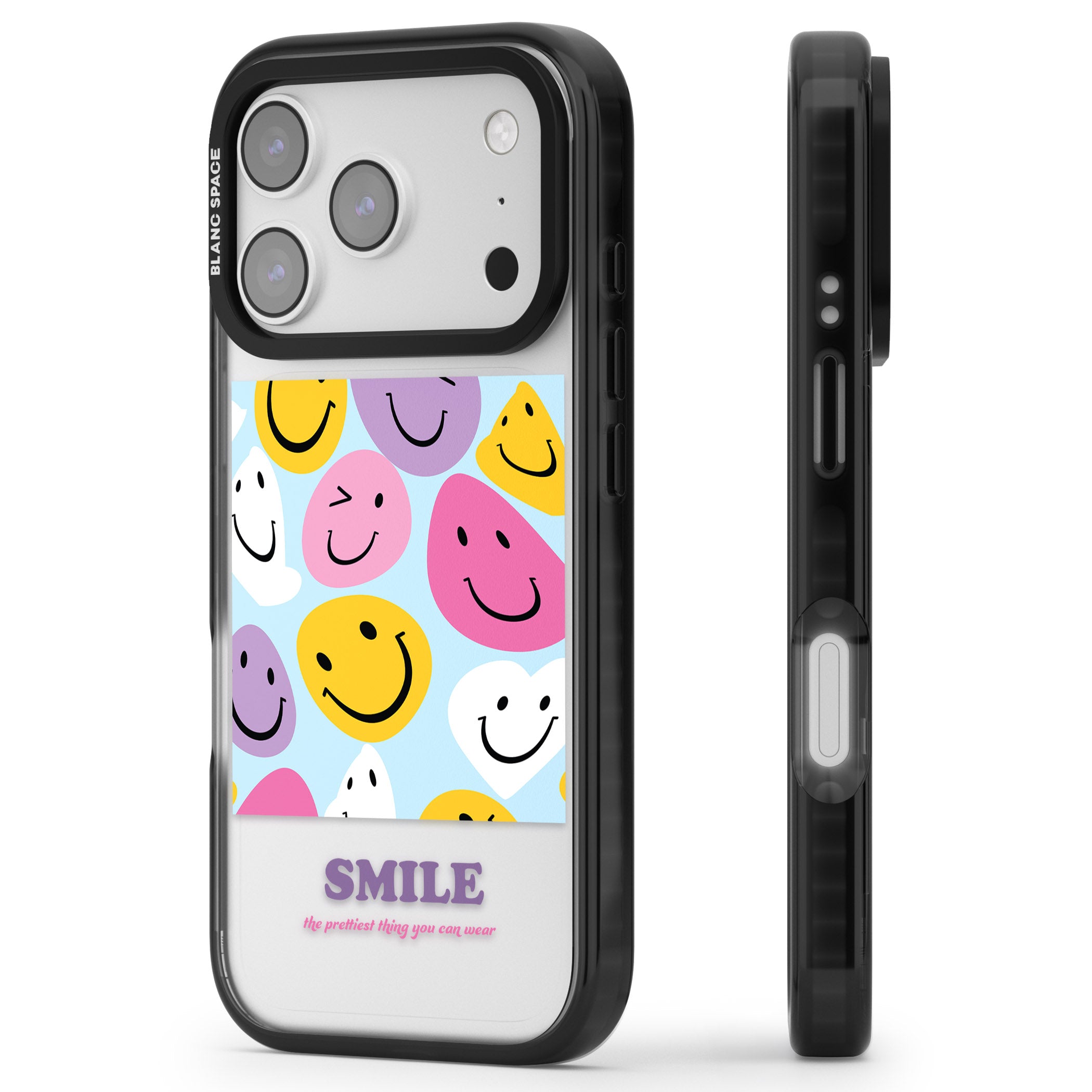 A Smile iPhone 17 Pro Max Impact Black Phone Case Side Profile