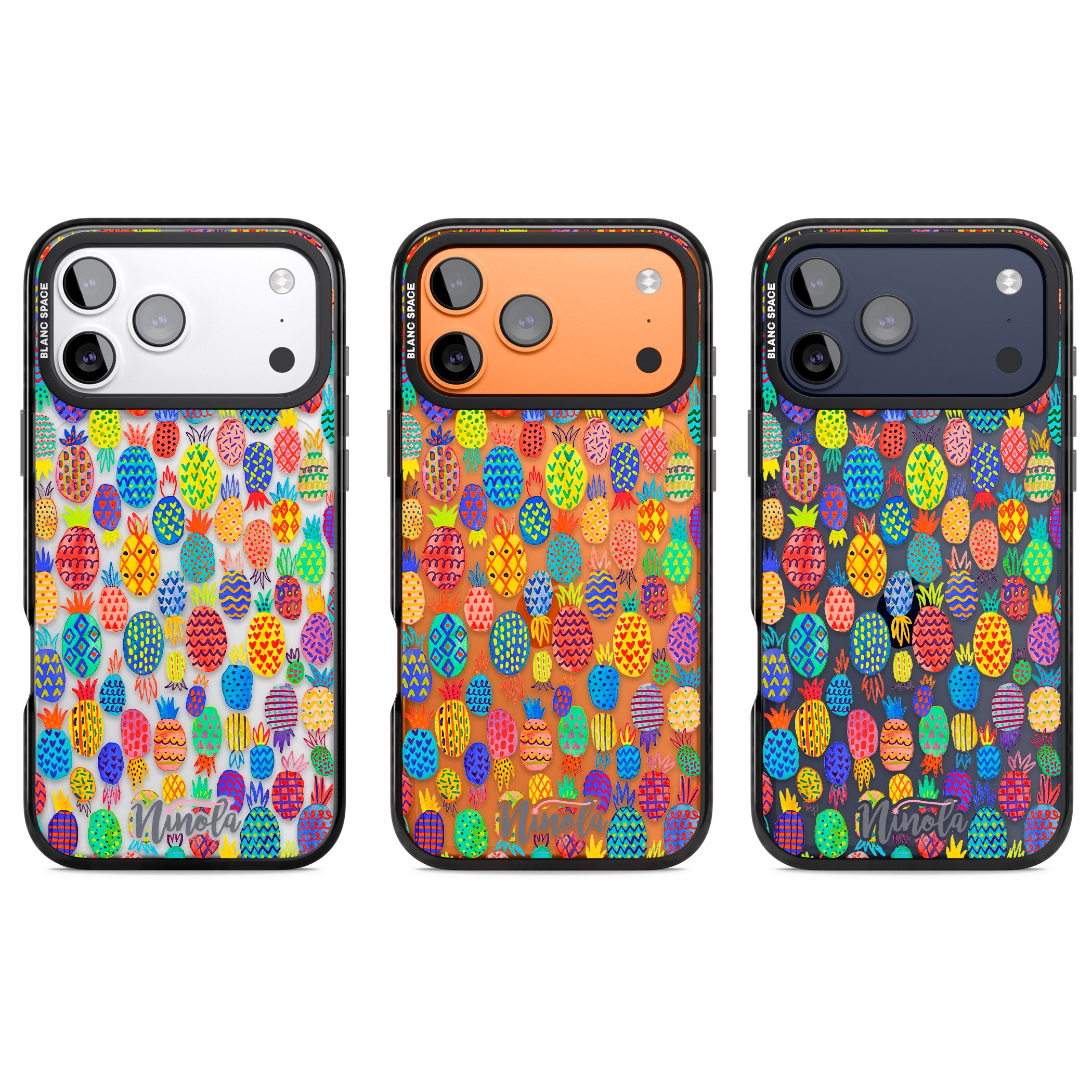 Vibrant Pineapple Pattern iPhone 17 Pro Impact Black Phone Case APT Impact Protection