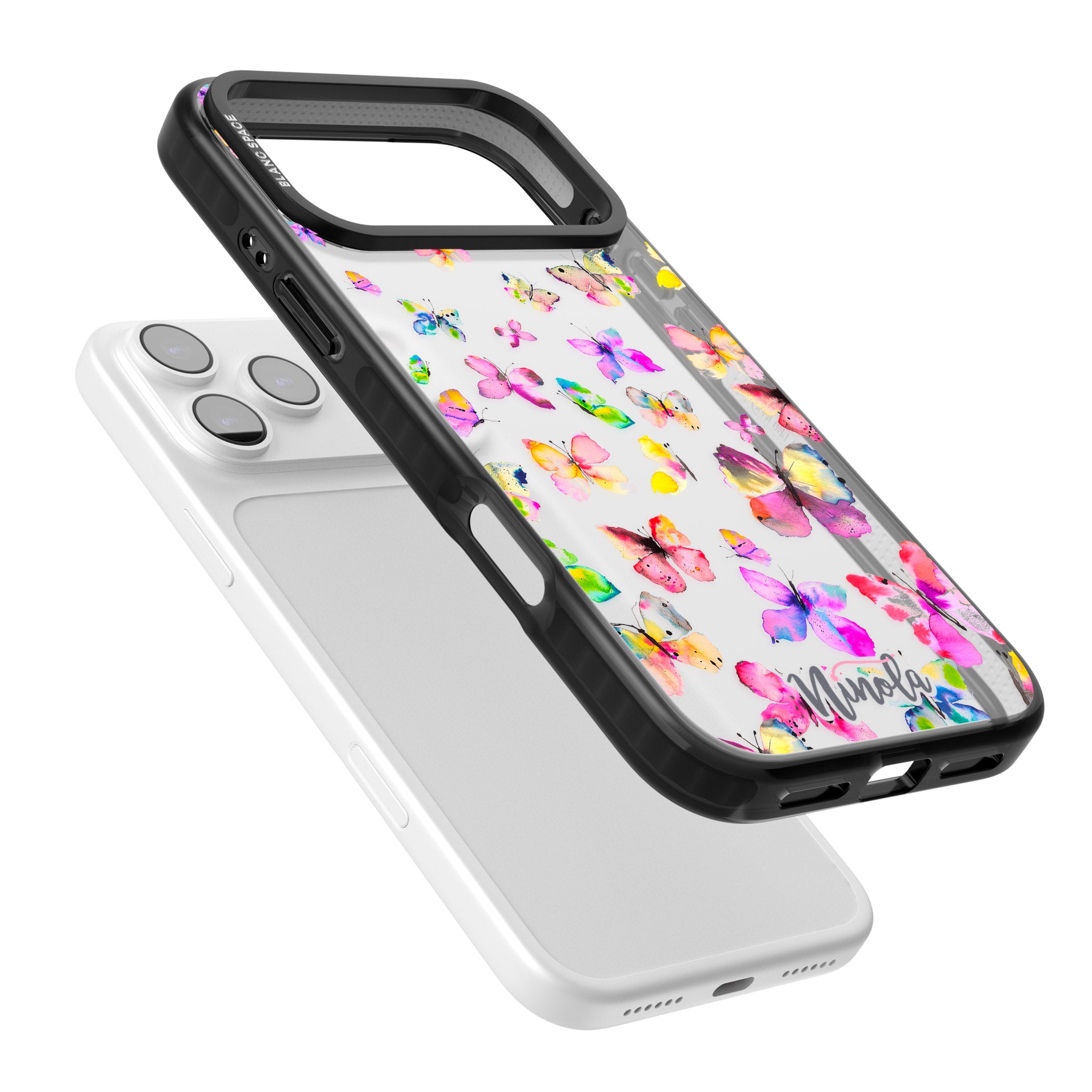 Watercolor Butterflies iPhone 17 Pro Max Impact Black Phone Case Colours