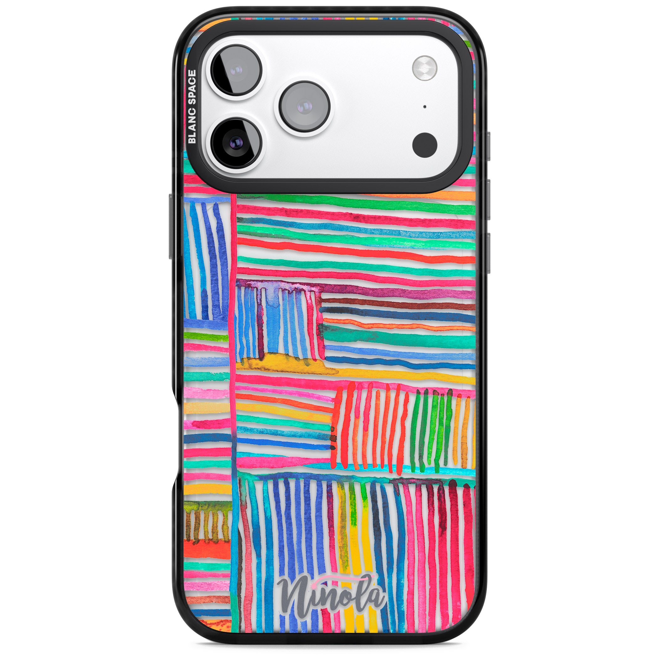 Vibrant Watercolor Lines iPhone 17 Pro Max Impact Black Phone Case