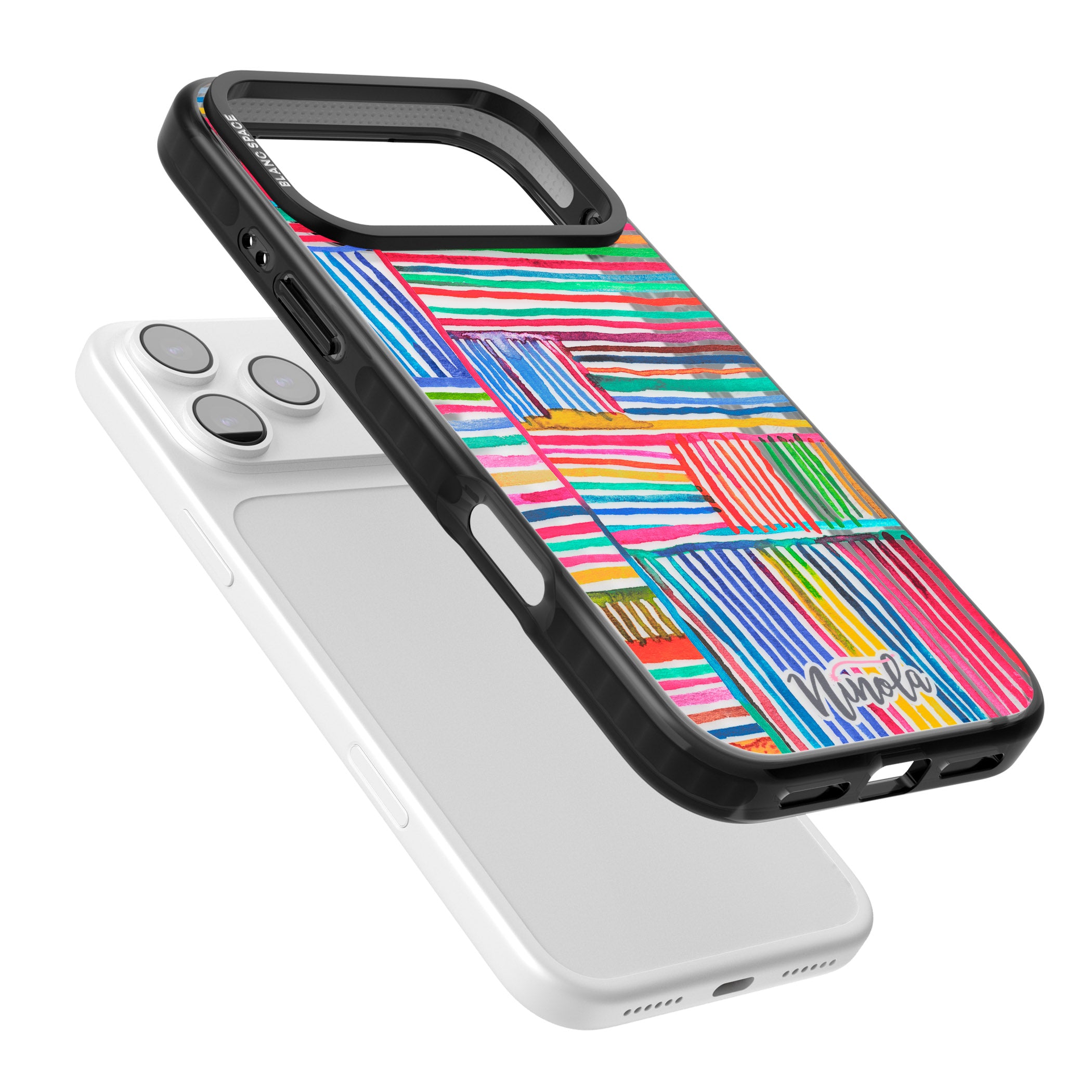 Vibrant Watercolor Lines iPhone 17 Pro Max Impact Black Phone Case Colours