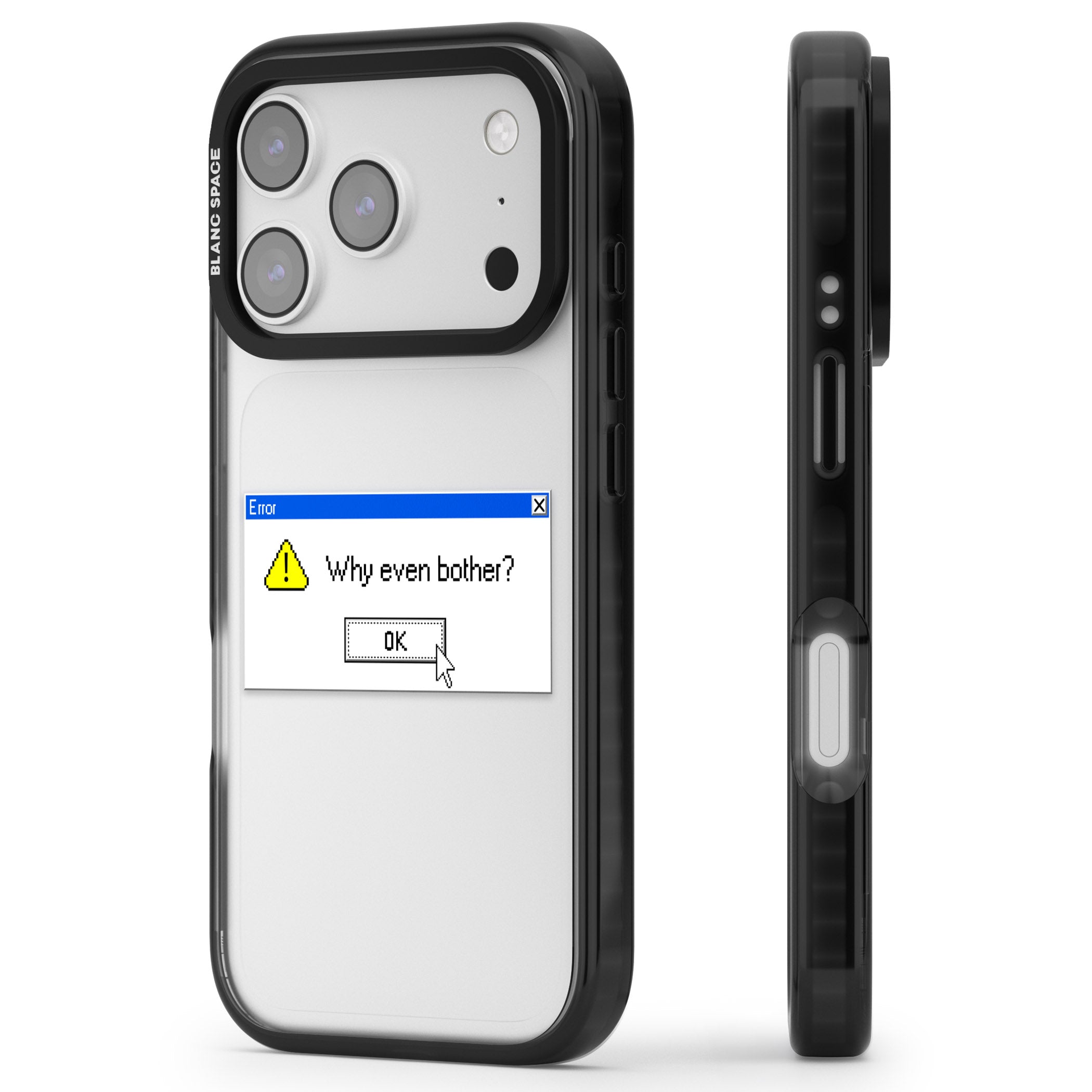 Why Even Bother Exe iPhone 17 Pro Max Impact Black Phone Case Side Profile