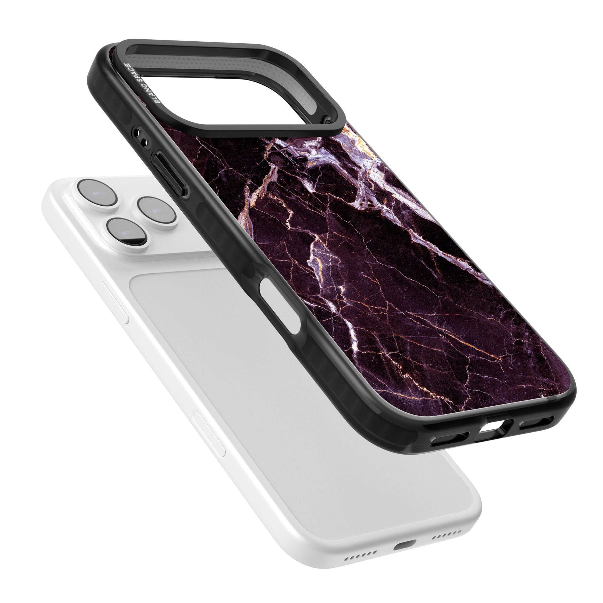 Violet Shatter Marble iPhone 17 Pro Max Impact Black Phone Case Colours